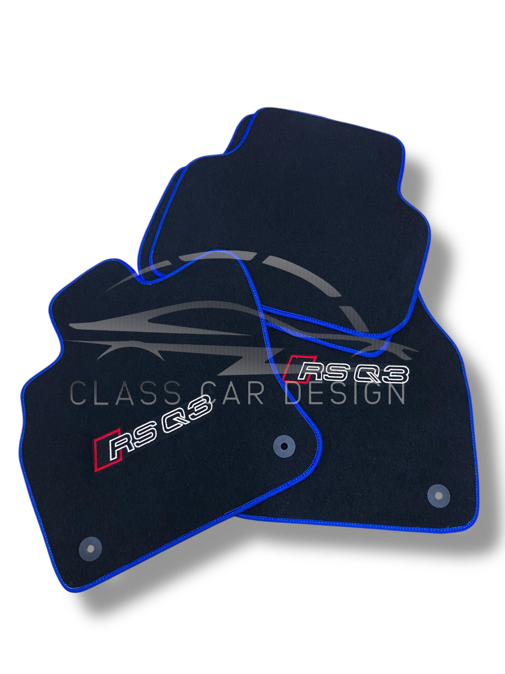 Audi RS Q3 (2013-2024) Custom Fit Floor Mats Blue Edging - Front Floor Mats | Class Car Design