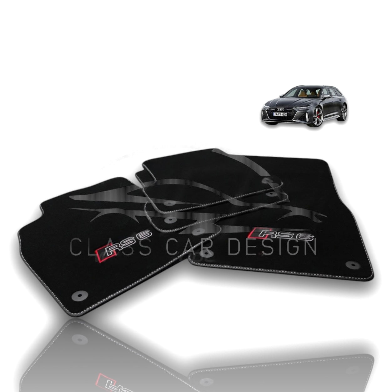 Audi RS 6 C5 (2002-2004) Custom Fit Floor Mats Gray Edging - Front Floor Mats | Class Car Design
