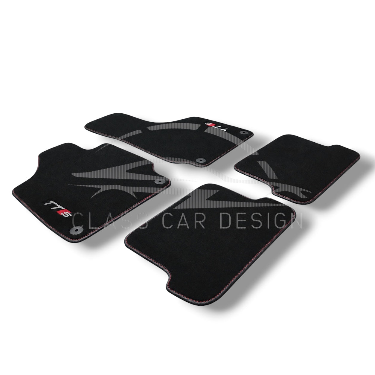 Audi TT Custom Fit Floor Mats TTS Red Stitching - Front Floor Mats | Class Car Design