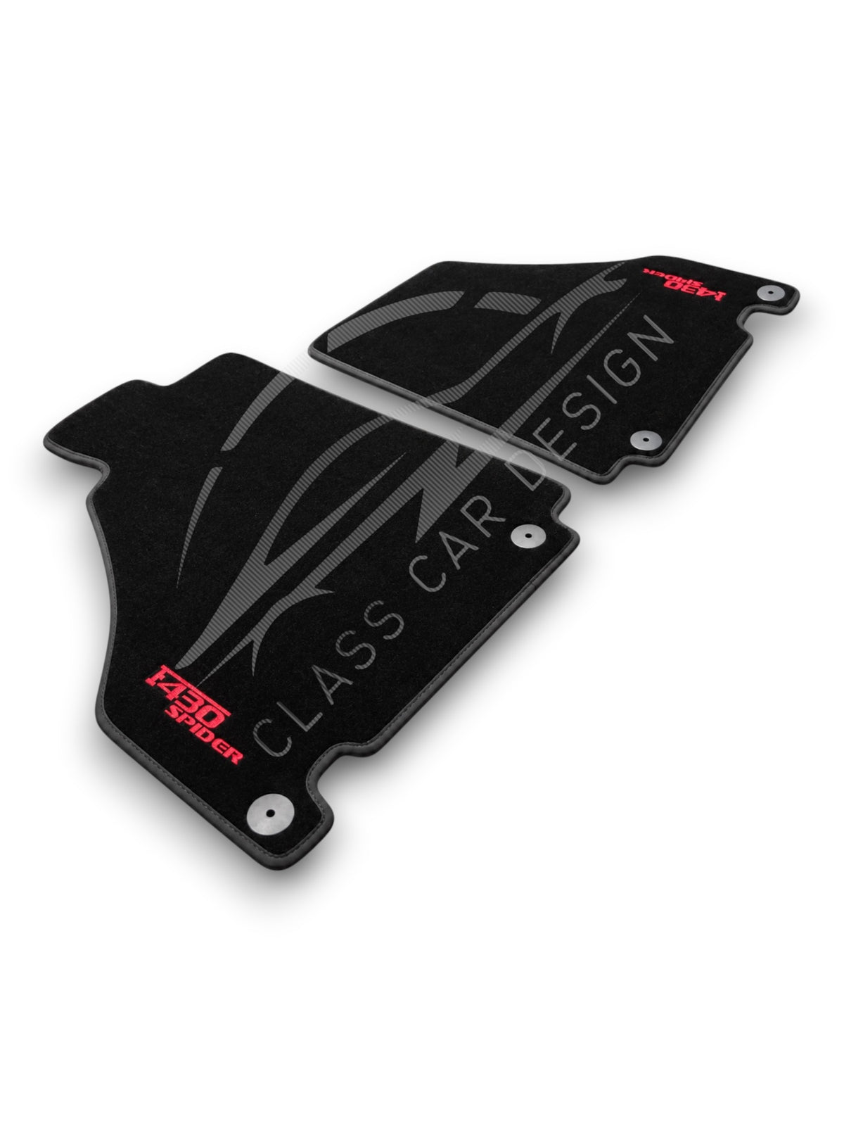 Ferrari F430 (2004-2009) Custom Fit Floor Mats Spider Red Stitching - Front Floor Mats | Class Car Design
