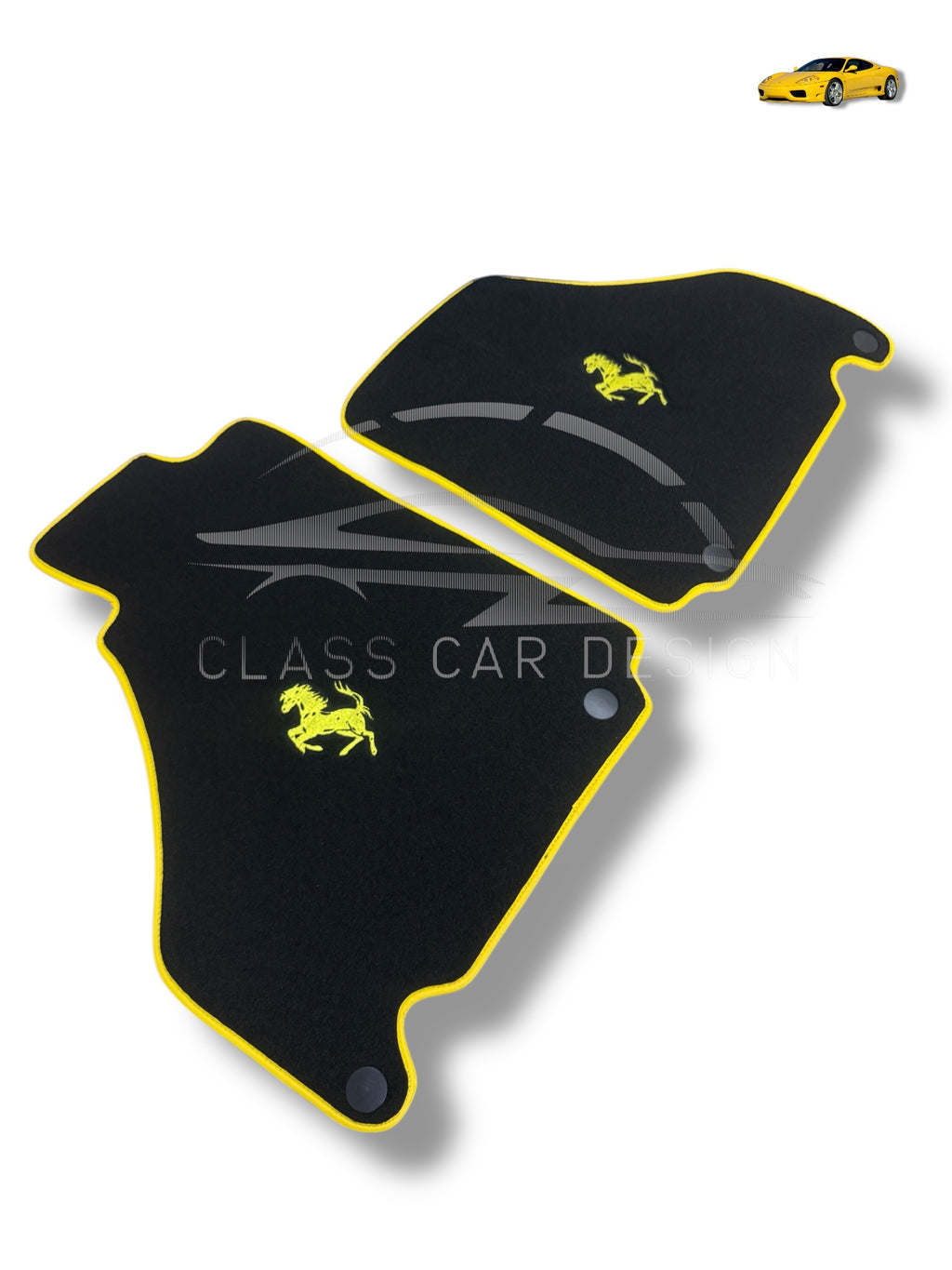 Ferrari Testarossa (1984-1996) Custom Fit Floor Mats Yellow Edging - Front Floor Mats | Class Car Design