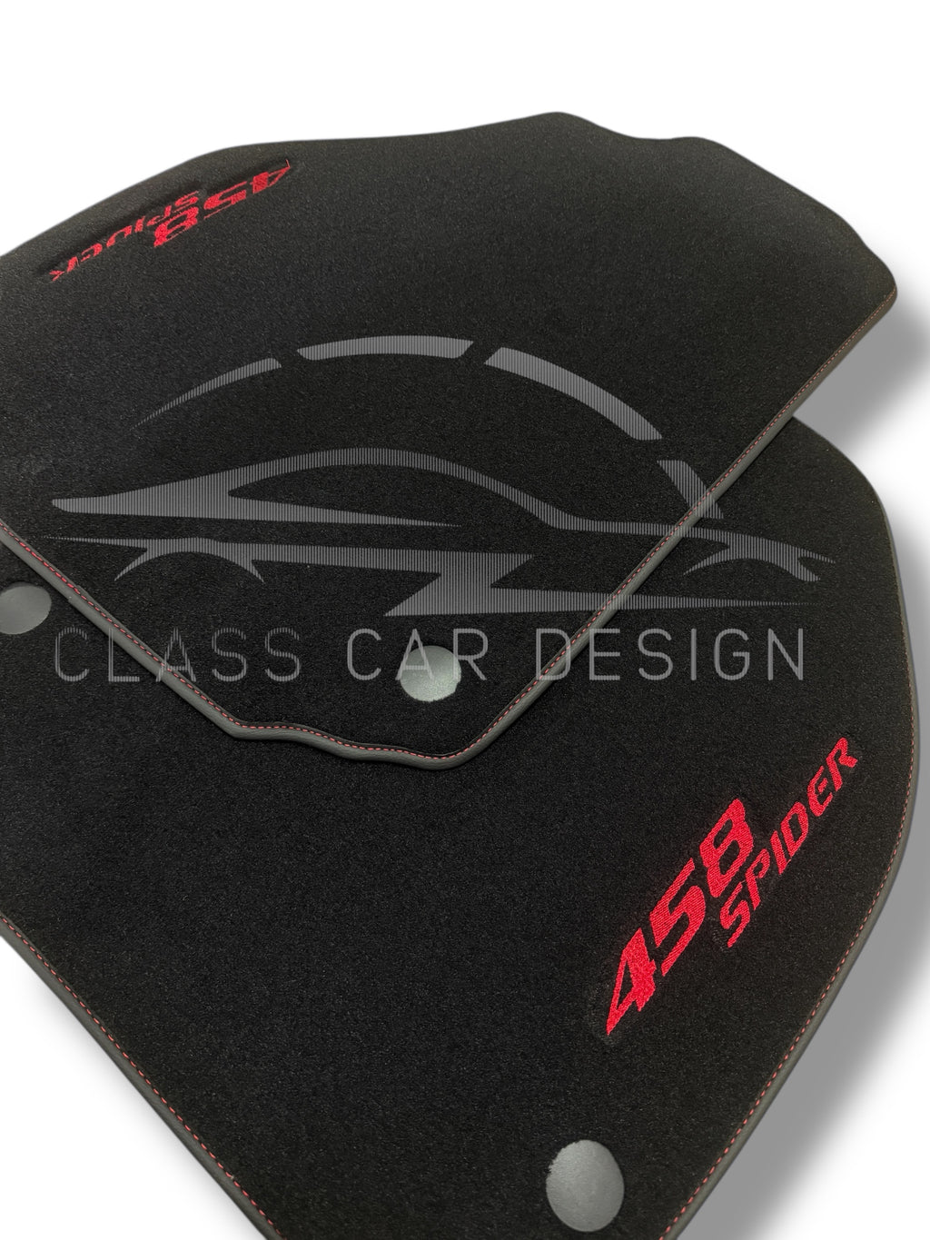 Ferrari 458 (2009-2015) Custom Fit Floor Mats Spider Red Stitching - Front Floor Mats | Class Car Design