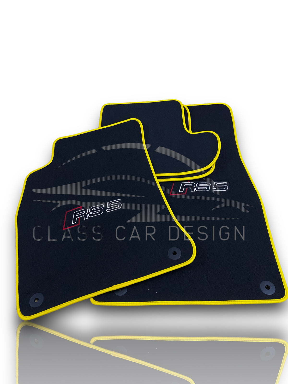 Audi RS 5 B8 2-Door Coupe (2010-2015) Custom Fit Floor Mats Yellow Edging - Front Floor Mats | Class Car Design
