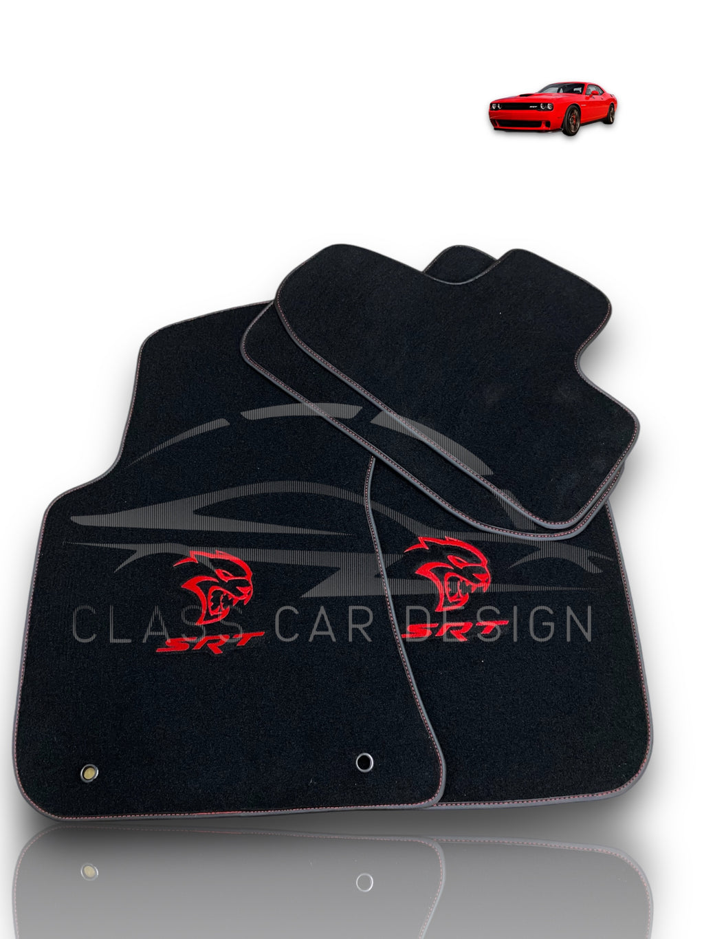 Dodge Charger Custom Fit Floor Mats SRT Hellcat Red - Front Floor Mats | Class Car Design