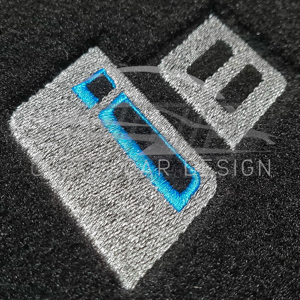 BMW i8 Custom Fit Floor Mats Blue Edging - Front Floor Mats | Class Car Design