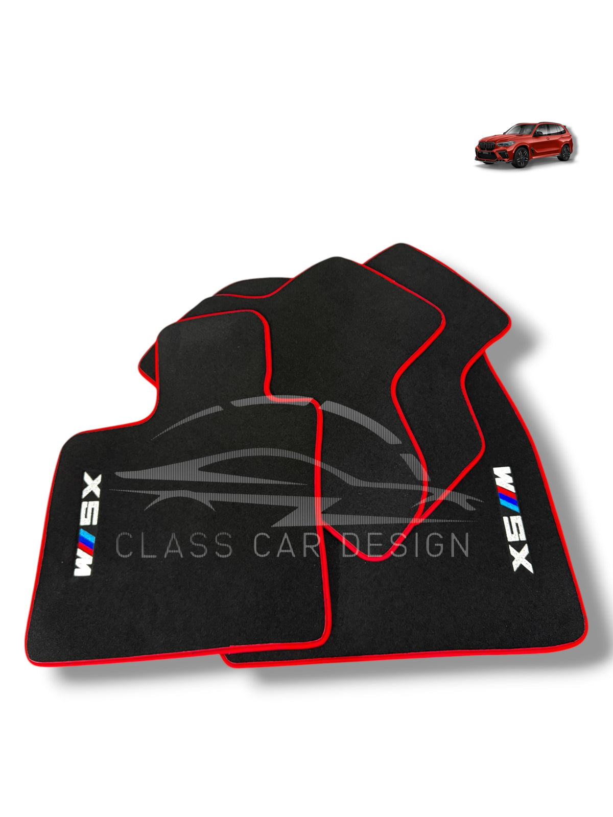 BMW X5M E70 SUV (2009-2013) Custom Fit Floor Mats M Red Edging - Front Floor Mats | Class Car Design