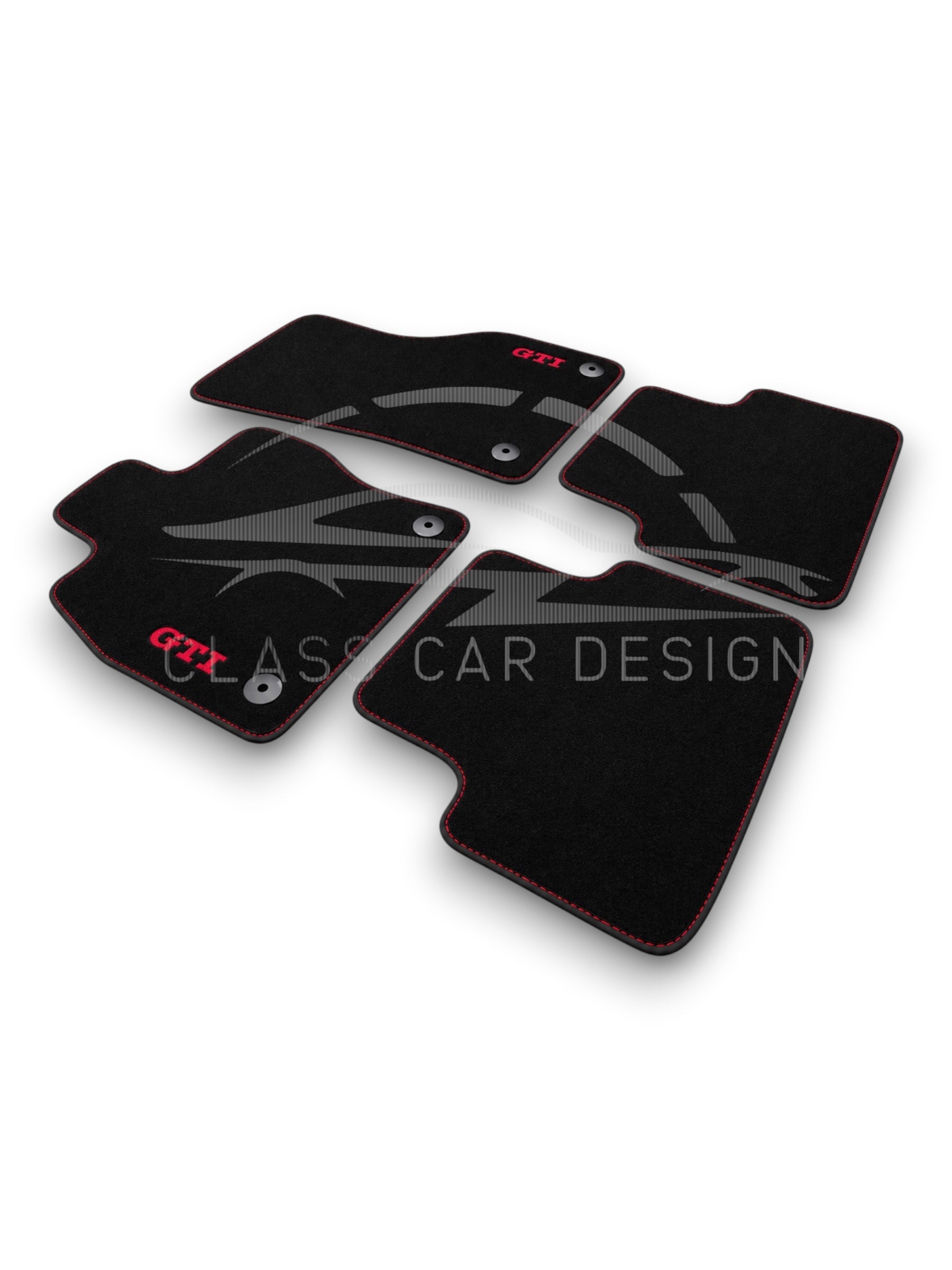 Volkswagen Golf 5 (2004-2009) Custom Fit Floor Mats GTI Red Stitching - Front Floor Mats | Class Car Design