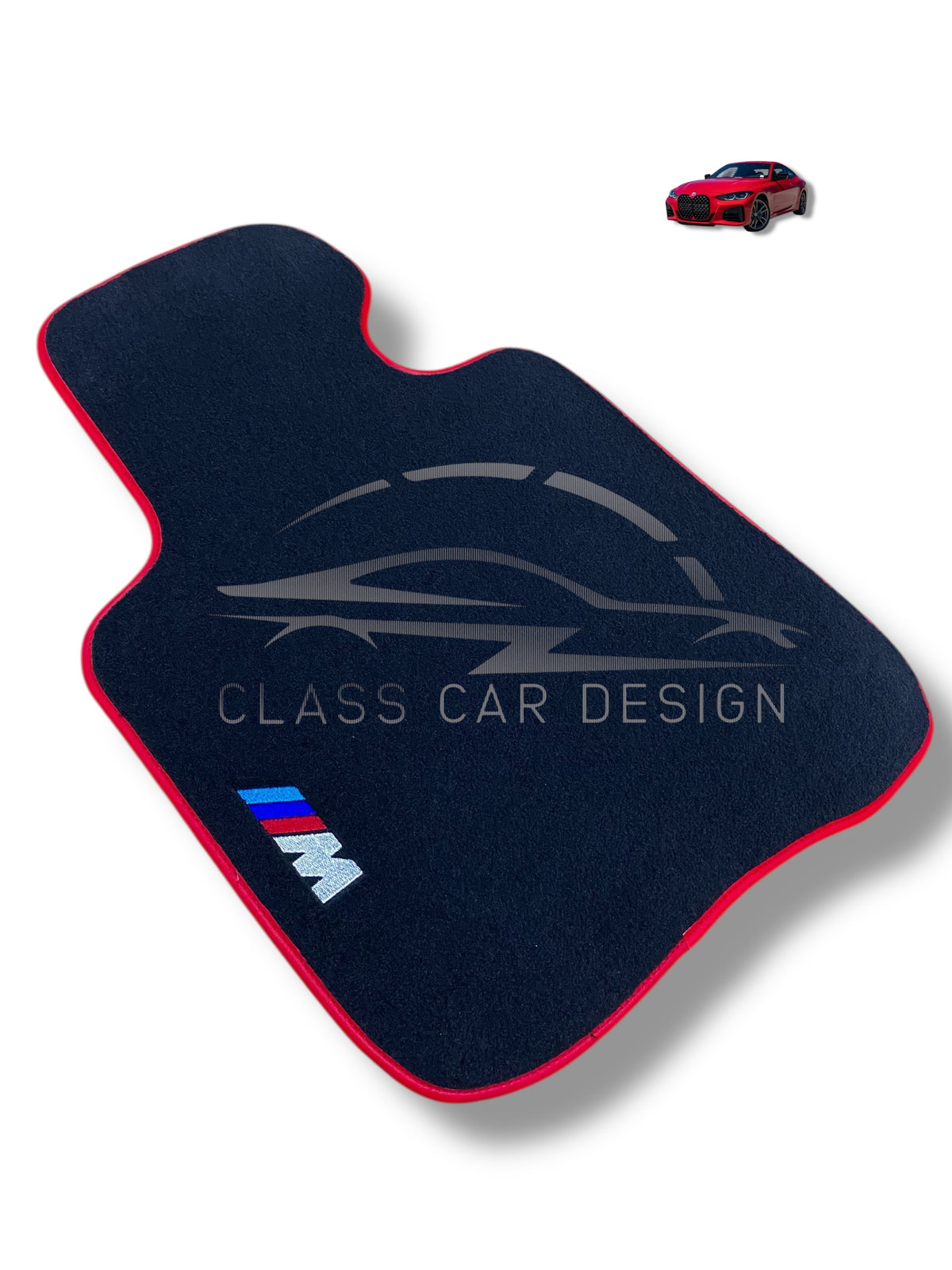 BMW 3 Series E36 Conv. (1993-2000) Custom Fit Floor Mats M Sport Red Edging - Front Floor Mats | Class Car Design