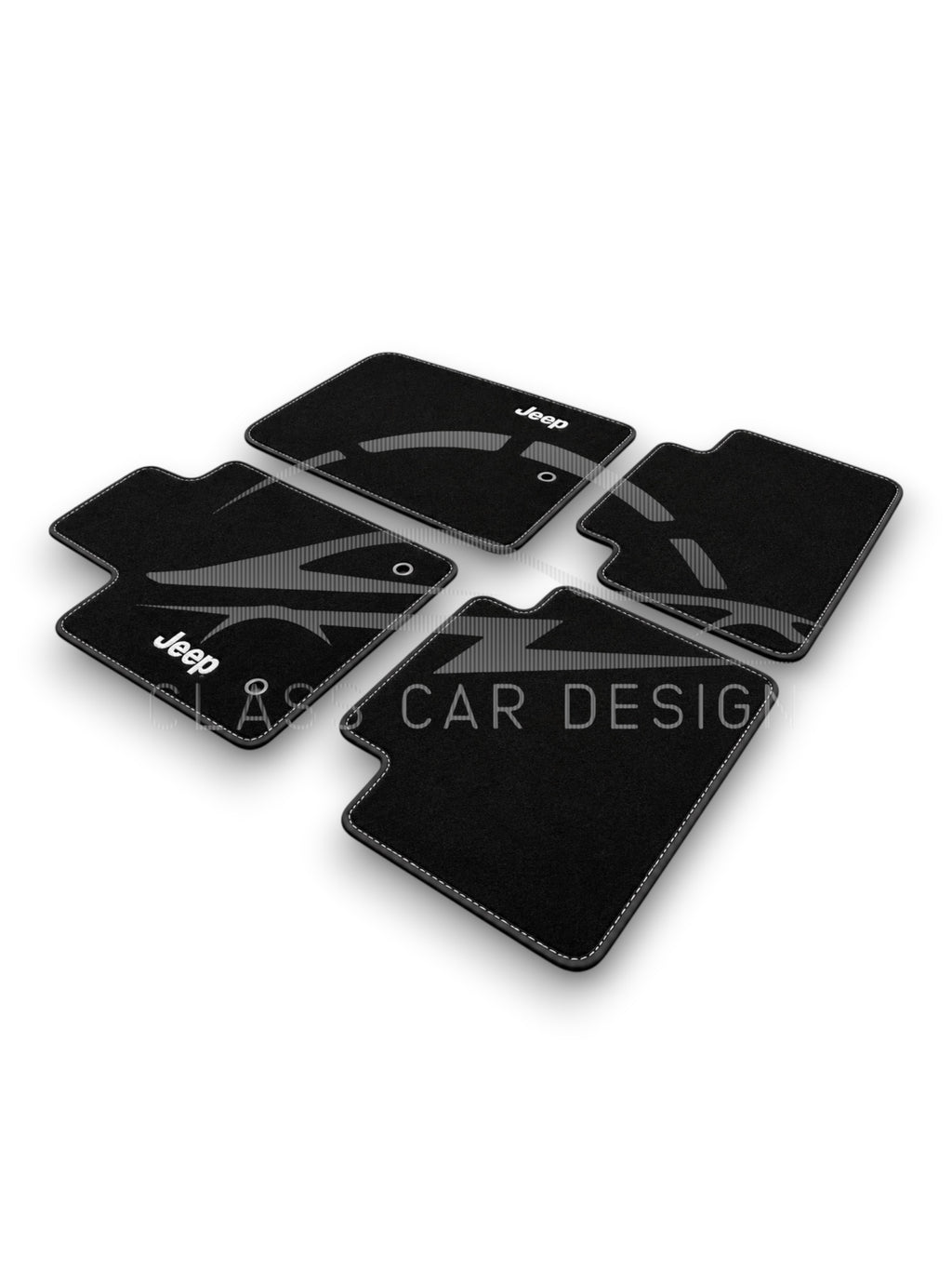 Jeep Renegade (2014+) Custom Fit Floor Mats Emblem White Stitching - Front Floor Mats | Class Car Design