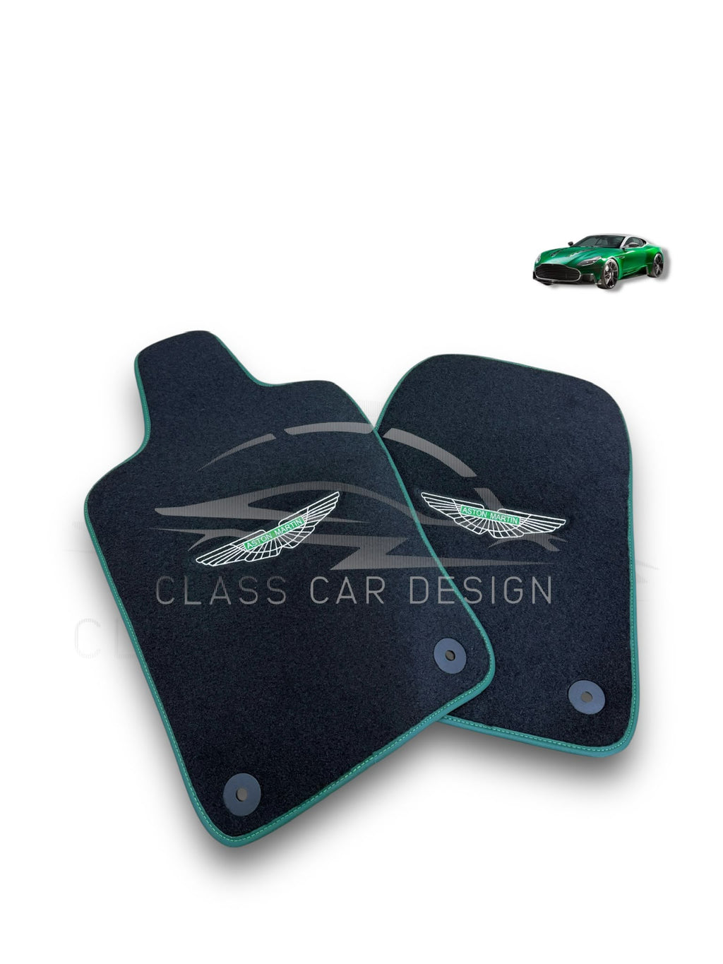 Aston Martin V8 Vantage (2019-2025) Custom Fit Floor Mats AMR Green - Front Floor Mats | Class Car Design