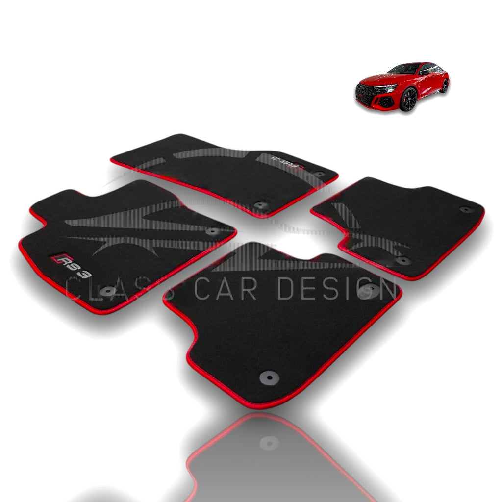 Audi RS 3 8Y 5-Door Sportback (2021-2024) Custom Fit Floor Mats Red Edging - Front Floor Mats | Class Car Design