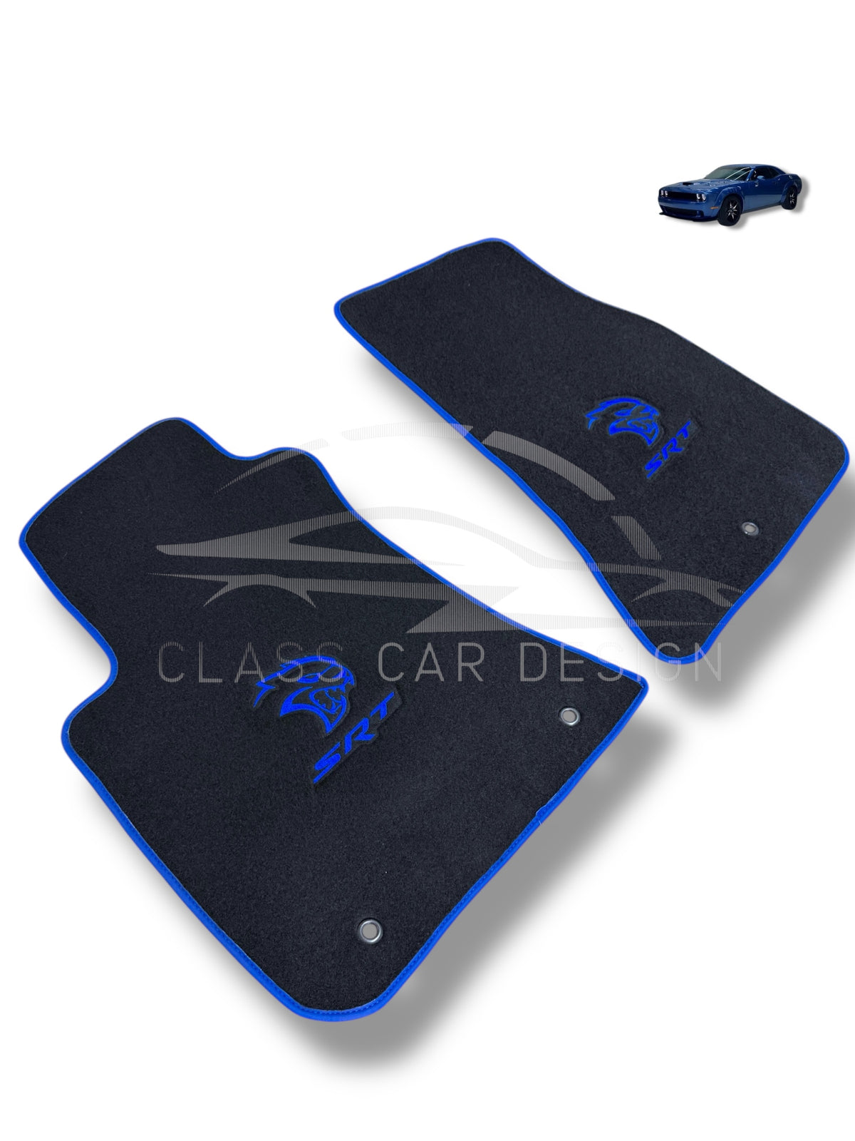 Dodge Charger Custom Fit Floor Mats SRT Hellcat Blue - Front Floor Mats | Class Car Design