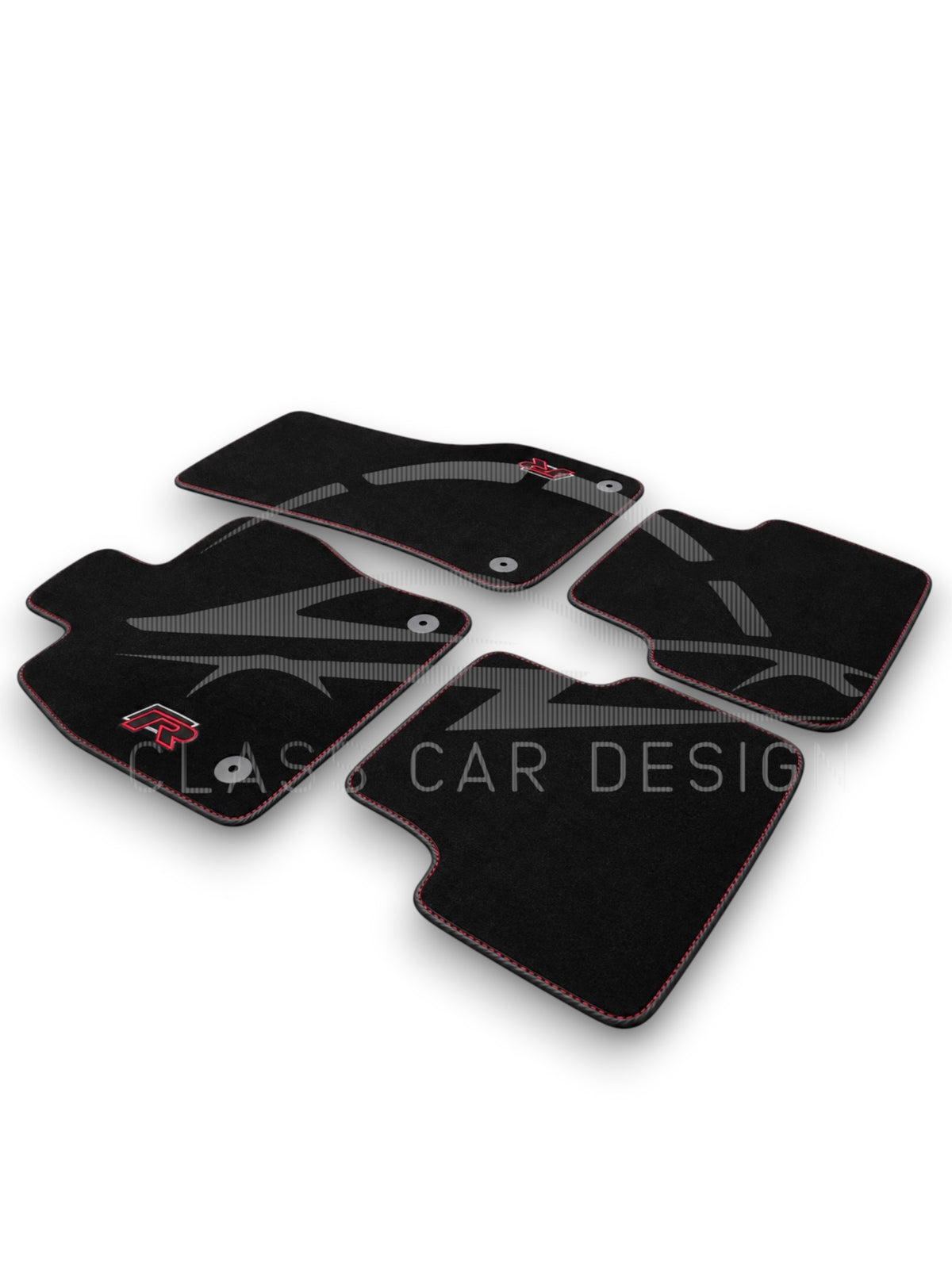 Volkswagen Caddy Facelift (2011-2020) Custom Fit Floor Mats R Red Stitching - Front Floor Mats | Class Car Design