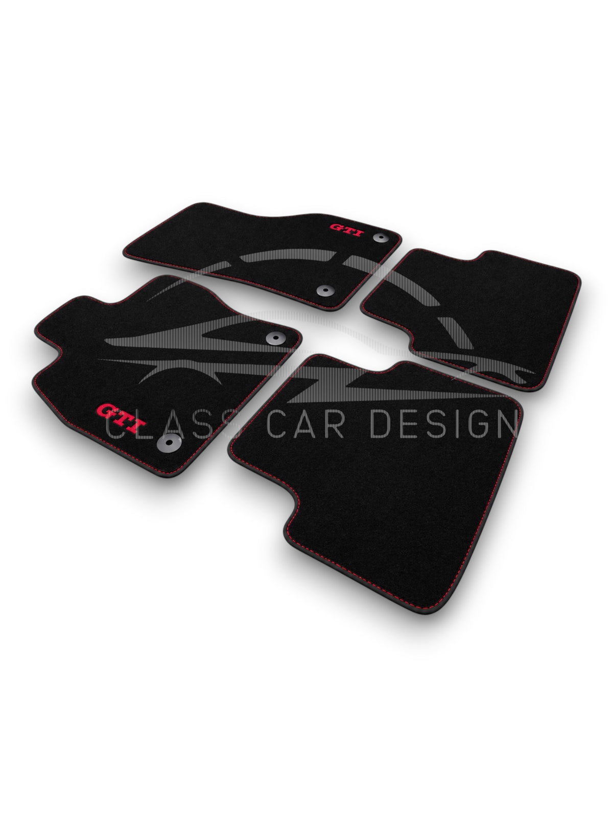 Volkswagen Golf 7 Coupe (2013+) Custom Fit Floor Mats GTI Red Stitching - Front Floor Mats | Class Car Design