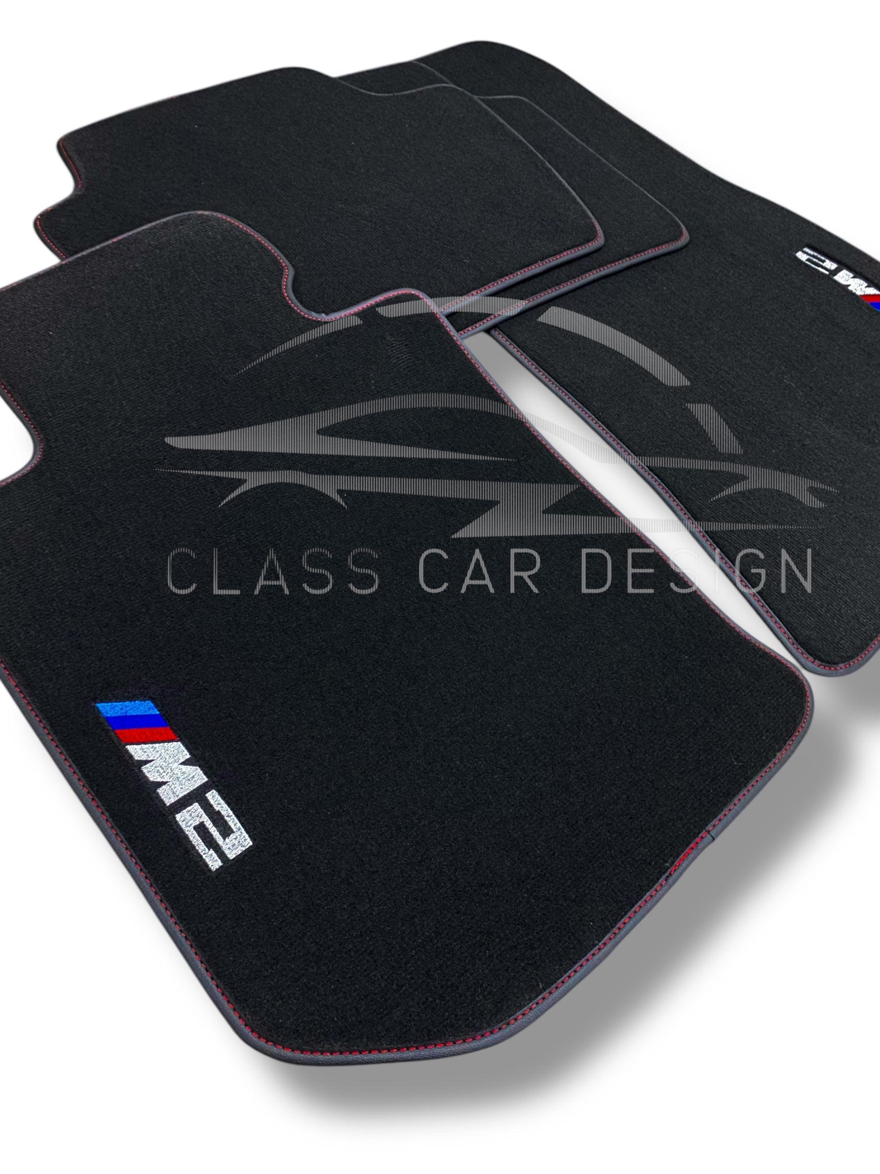 BMW M2 G87 (2023-2025) Custom Fit Floor Mats M Red Stitching - Front Floor Mats | Class Car Design
