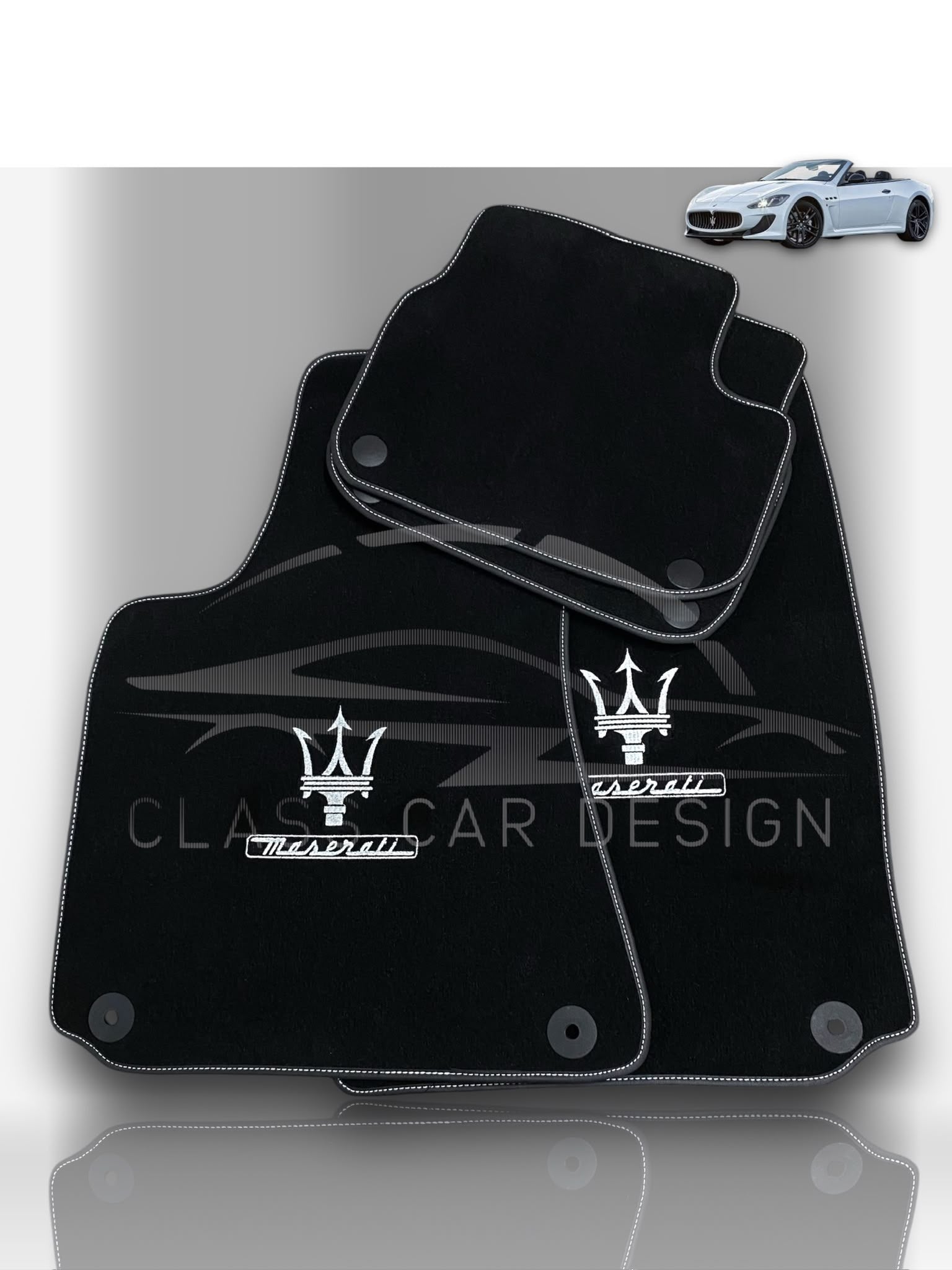 Maserati Quattroporte Custom Fit Floor Mats Trofeo White - Front Floor Mats | Class Car Design