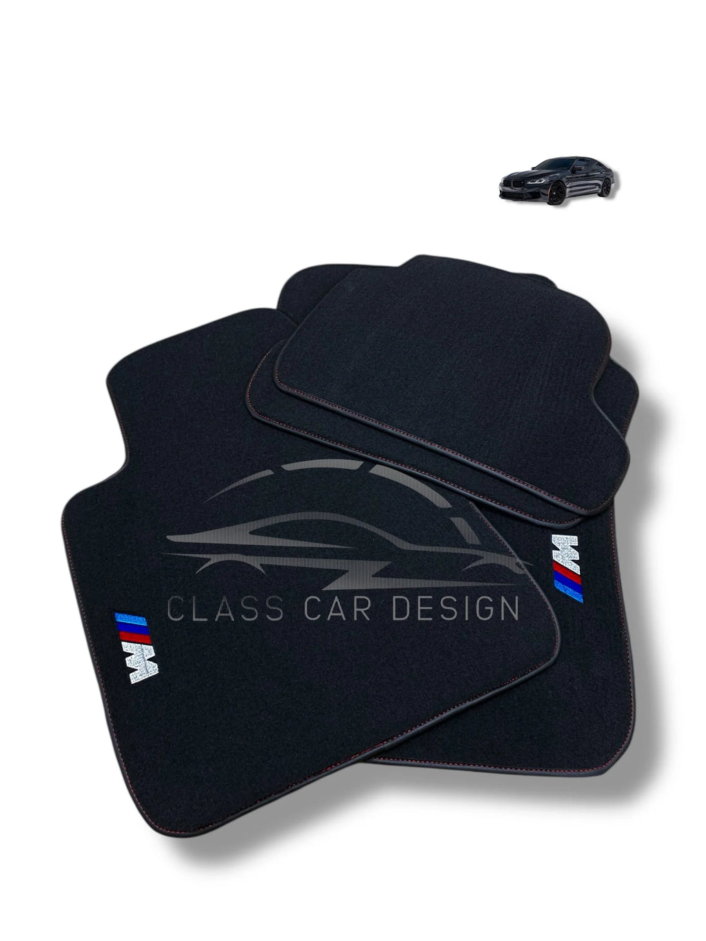 BMW 3 Series E30 (1982-1994) Custom Fit Floor Mats M Sport - Full Set Top View | Class Car Design