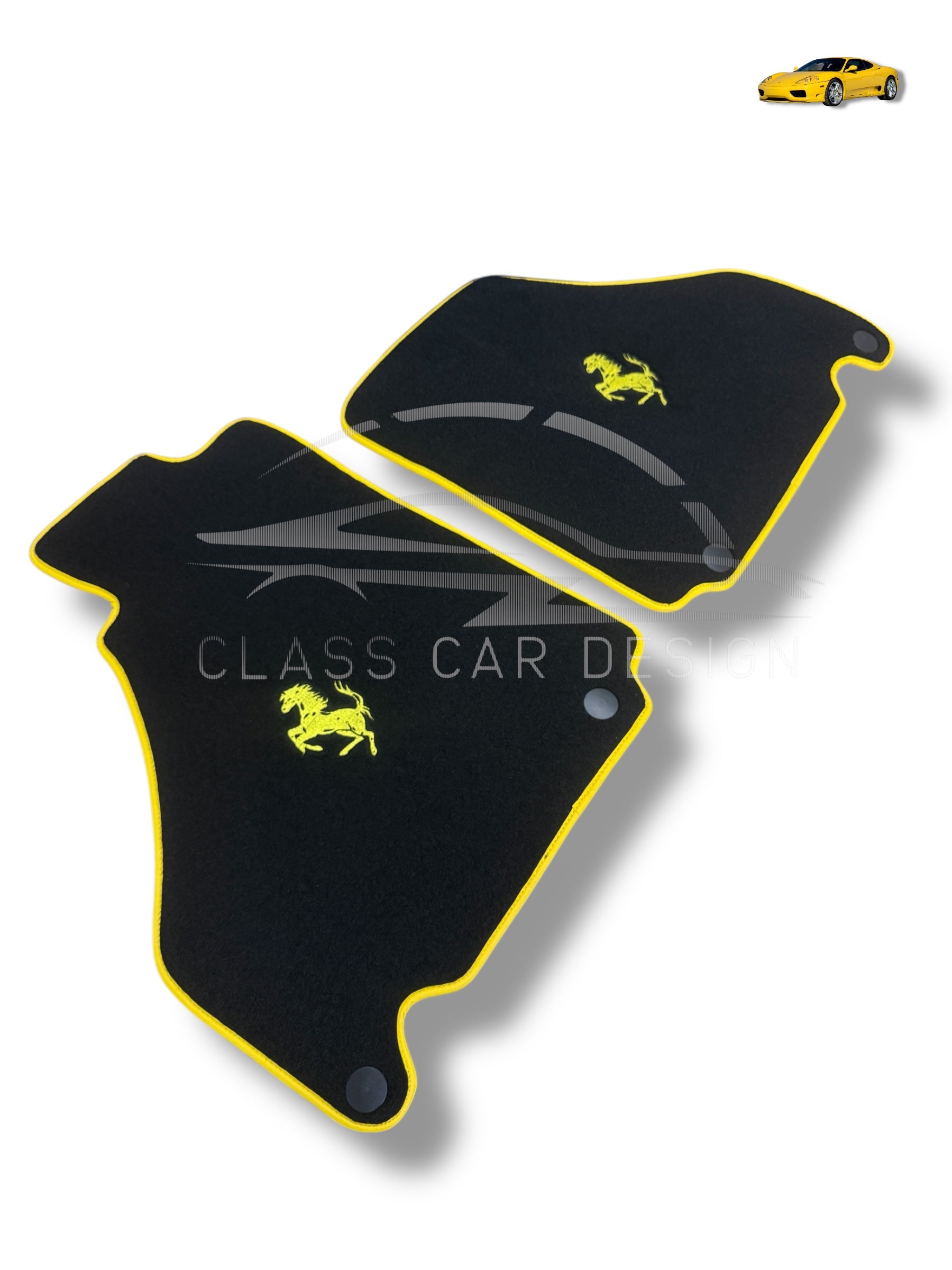 Ferrari 360 (1999-2005) Custom Fit Floor Mats Yellow Edging - Front Floor Mats | Class Car Design