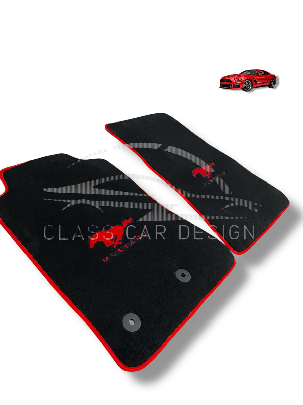 Ford Mustang (1979-1993) Custom Fit Floor Mats Red Edging - Front Floor Mats | Class Car Design