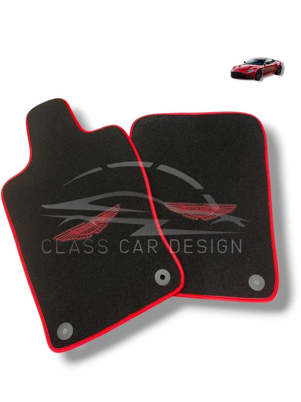 Aston Martin V8 Vantage (2019-2025) Custom Fit Floor Mats AMR Red - Front Floor Mats | Class Car Design