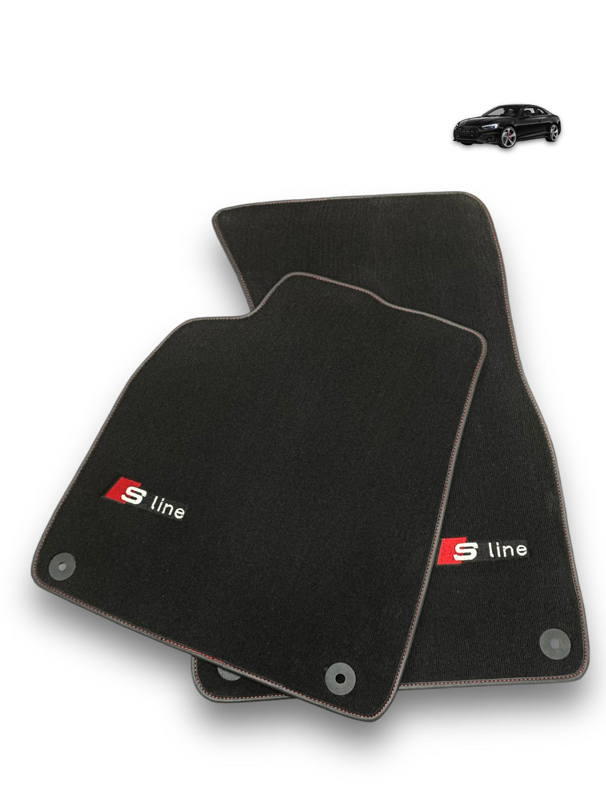 Audi A4 B7 Avant (2005-2008) Custom Fit Floor Mats S-Line Black - Driver Mat Detail | Class Car Design