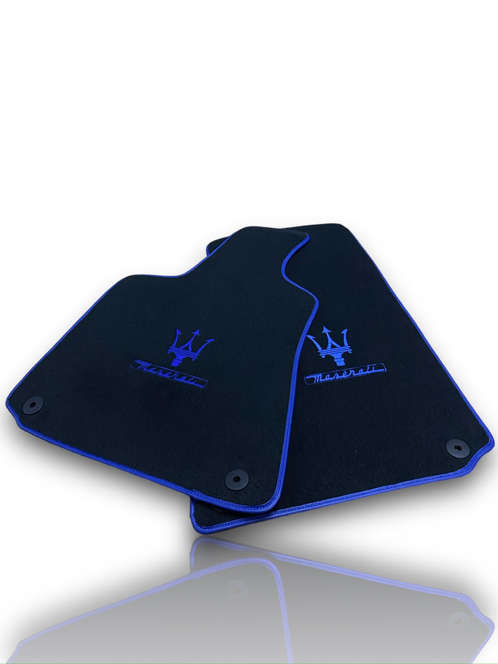 Maserati GranTurismo S (2008-2012) Custom Fit Floor Mats Trofeo Blue - Driver Mat Detail | Class Car Design