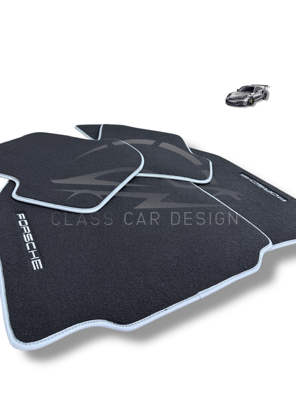 Porsche 911 991 (2012-2019) Custom Fit Floor Mats Blue Edging - Driver Mat Detail | Class Car Design