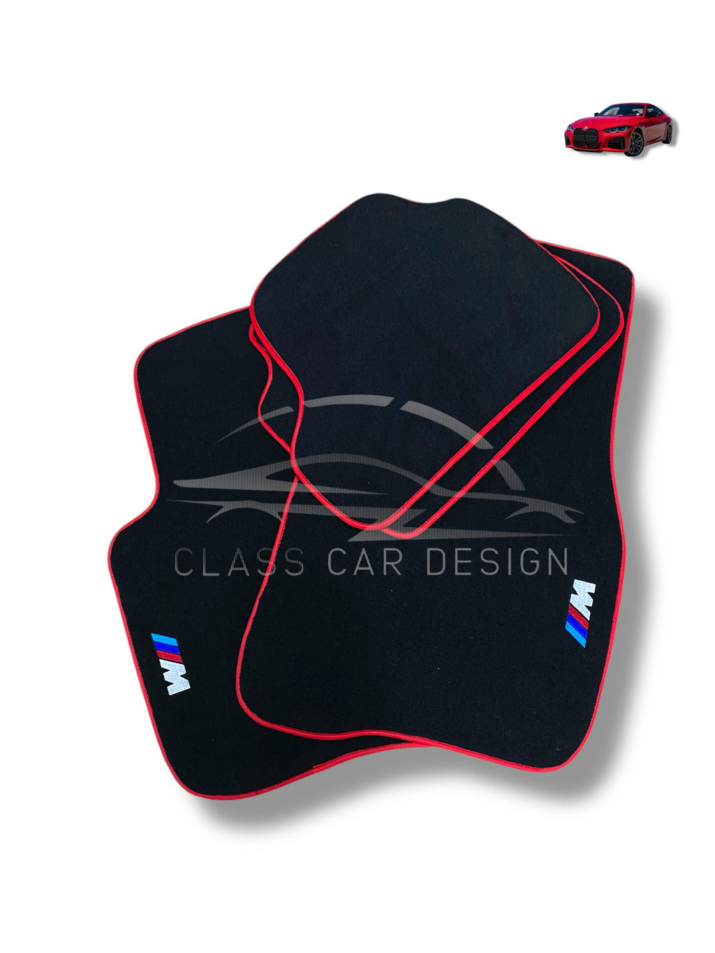 BMW X3 - E83 SUV (2003-2010) Custom Fit Floor Mats M Sport Red Edging - Driver Mat Detail | Class Car Design