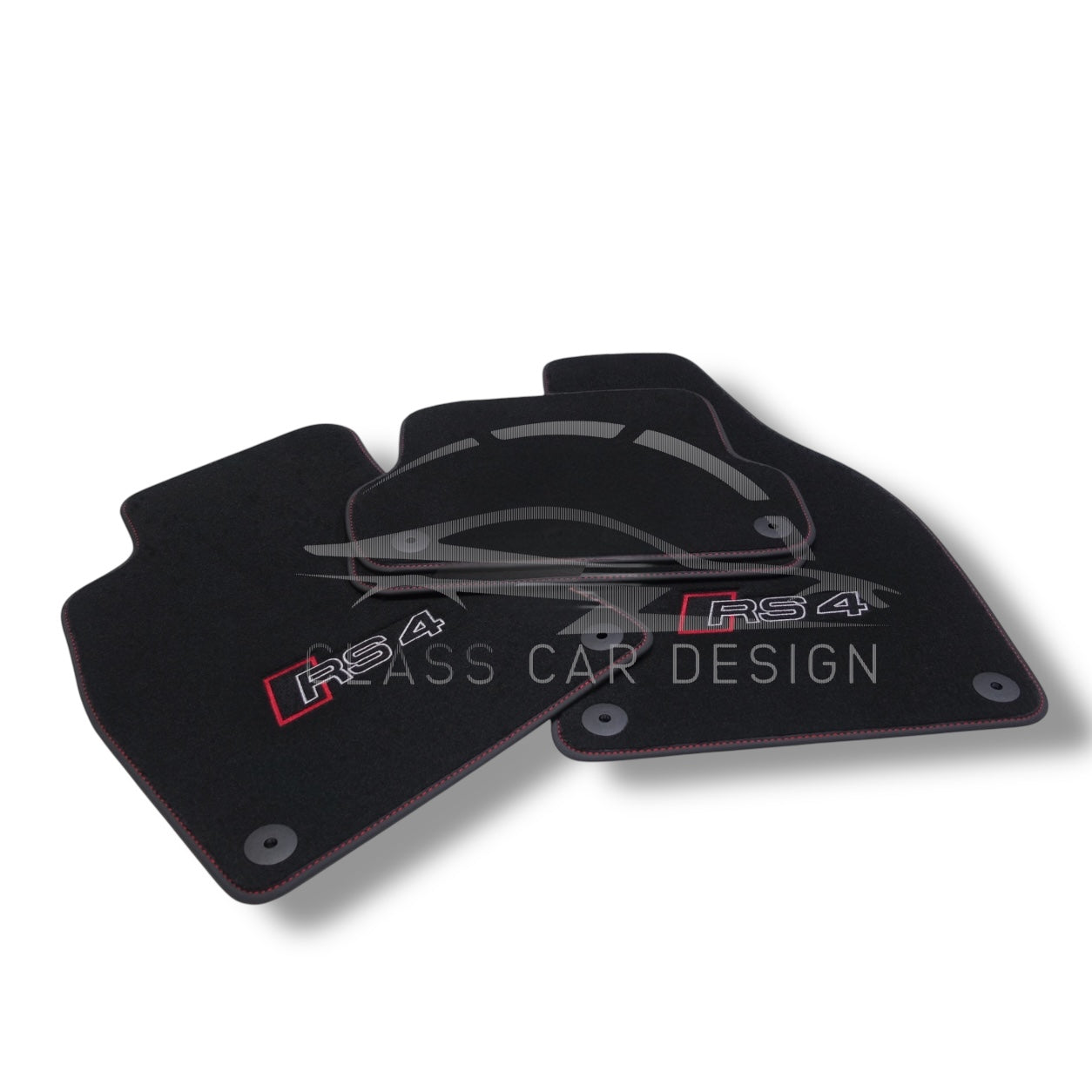 Audi RS 4 B8 5-Door Estate (2012-2015) Custom Fit Floor Mats Red Stitching - Driver Mat Detail | Class Car Design