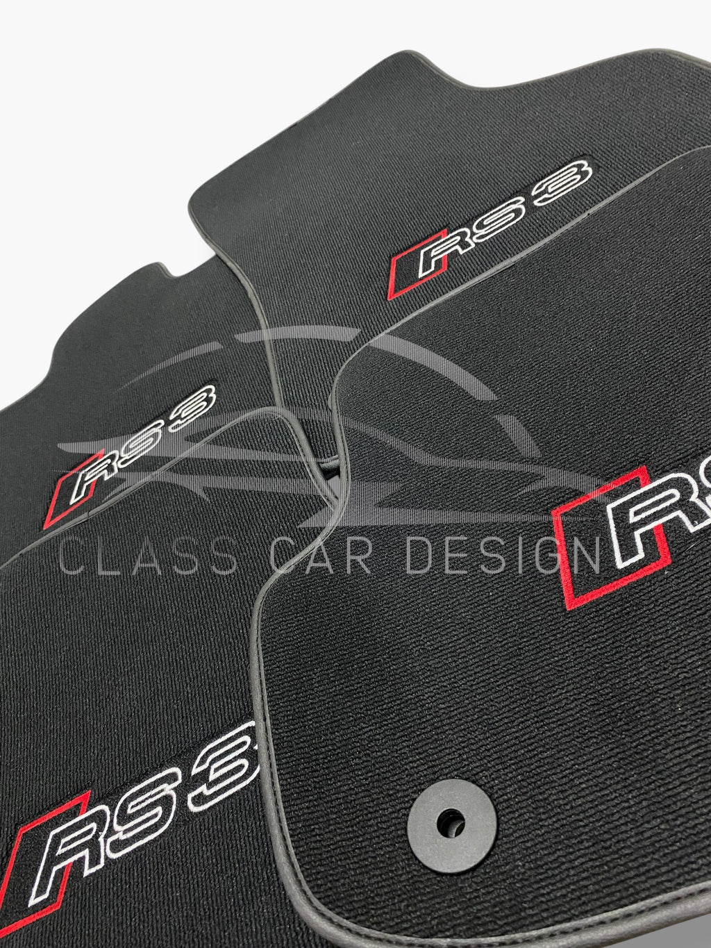 Audi RS 3 8V 4-Door Sedan (2013-2020) Custom Fit Floor Mats Black Edging - Driver Mat Detail | Class Car Design