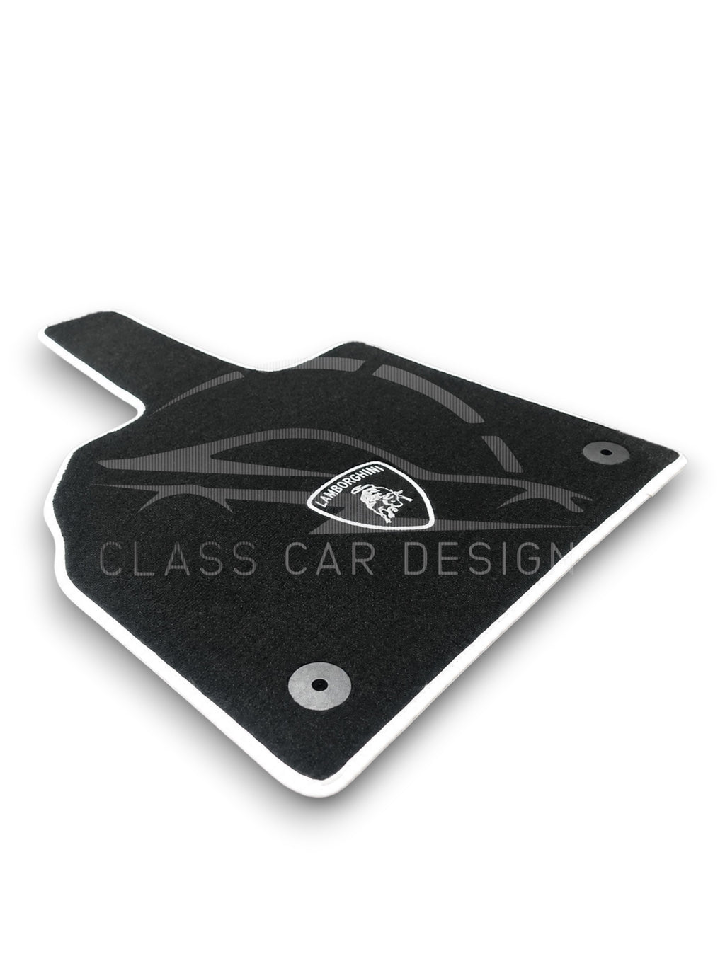 Lamborghini Huracan Perfomante Custom Fit Floor Mats Crest Red Stitching - Driver Mat Detail | Class Car Design