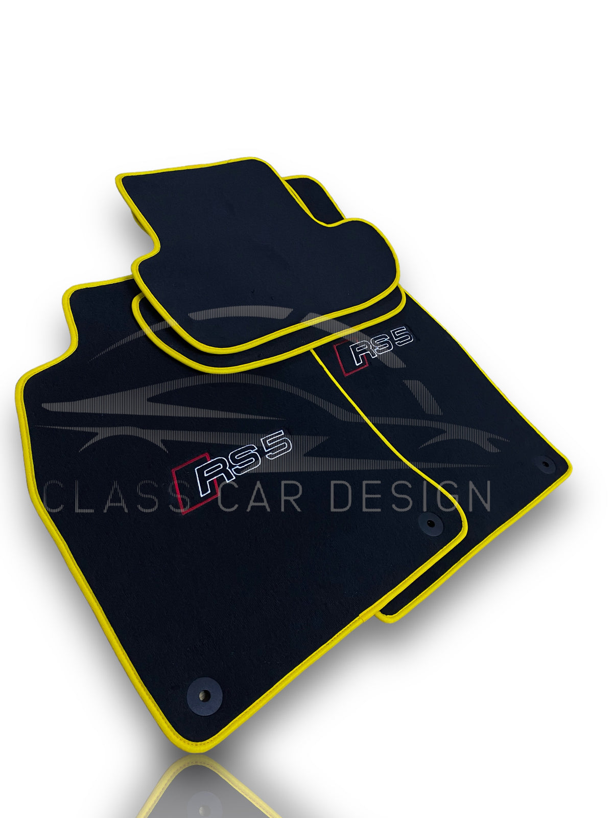 Audi RS 5 B9 2-Door Coupe (2017-2024) Custom Fit Floor Mats Yellow Edging - Driver Mat Detail | Class Car Design