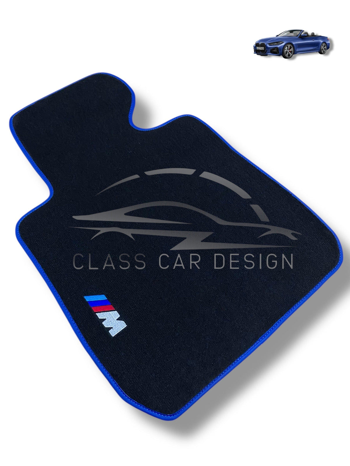 BMW 6 Series E63 (2004-2010) Custom Fit Floor Mats M Sport Blue Edging - Driver Mat Detail | Class Car Design
