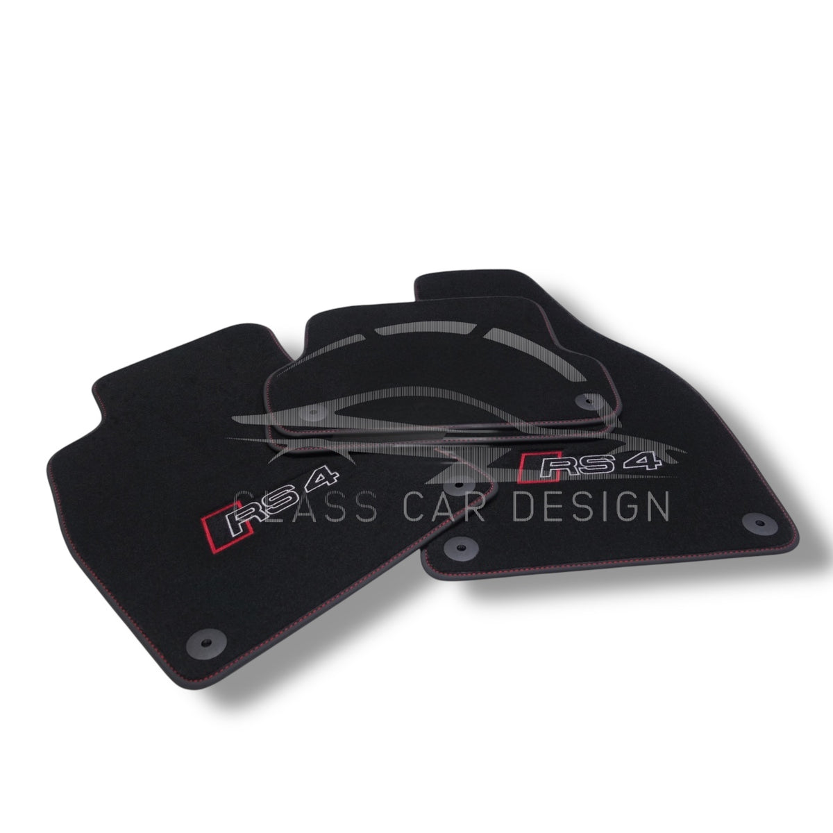 Audi RS 4 B9 Avant (2017-2024) Custom Fit Floor Mats Red Stitching - Driver Mat Detail | Class Car Design