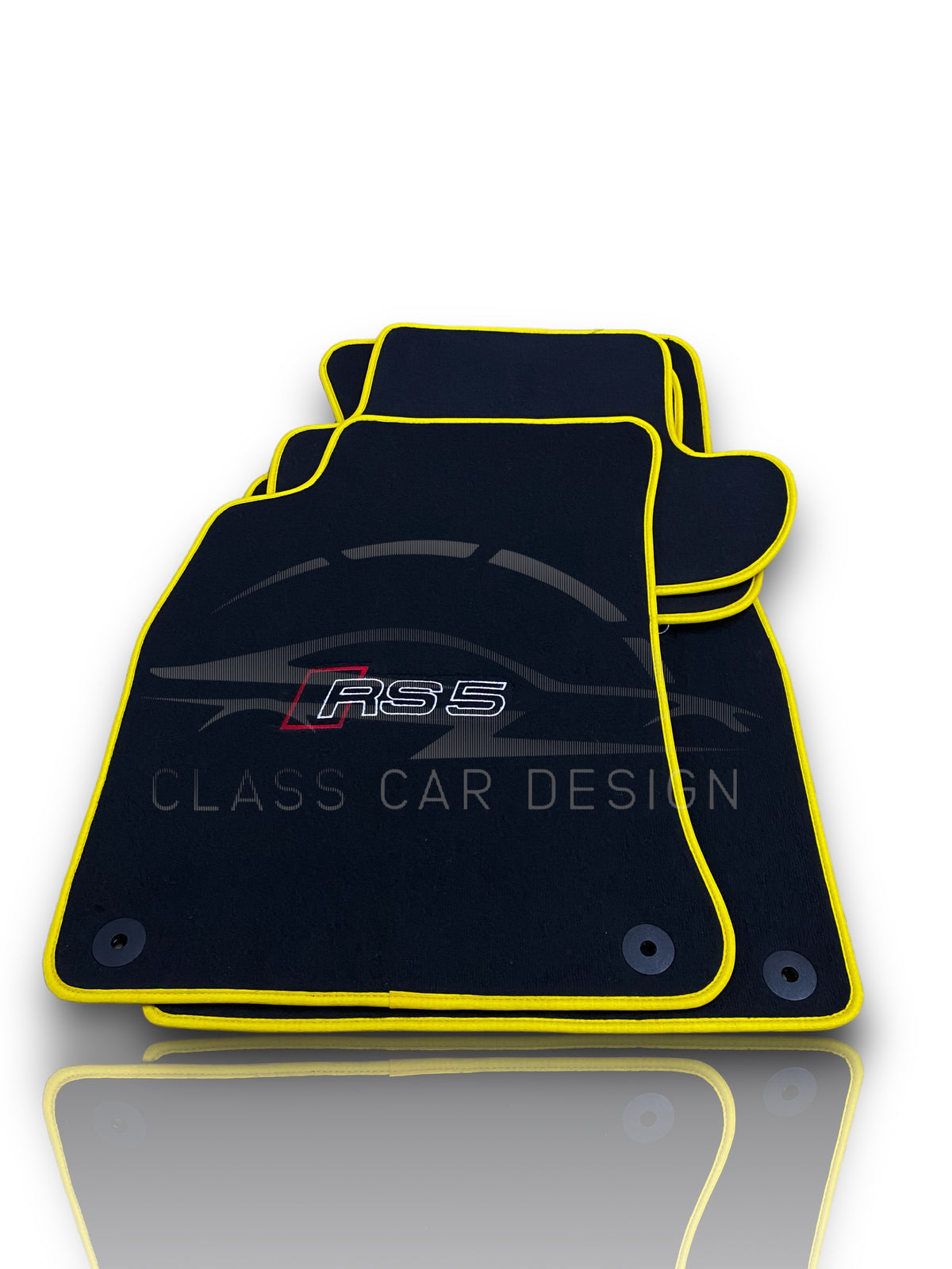 Audi RS 5 B8 2-Door Coupe (2010-2015) Custom Fit Floor Mats Yellow Edging - Stitching Color Options | Class Car Design