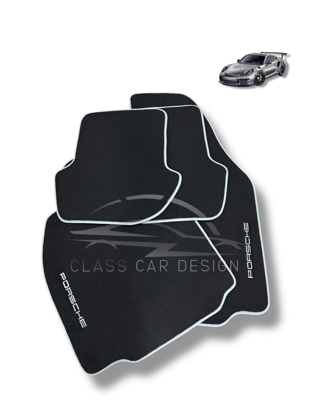 Porsche Cayenne (2010-2018) Custom Fit Floor Mats Blue Edging - Stitching Color Options | Class Car Design