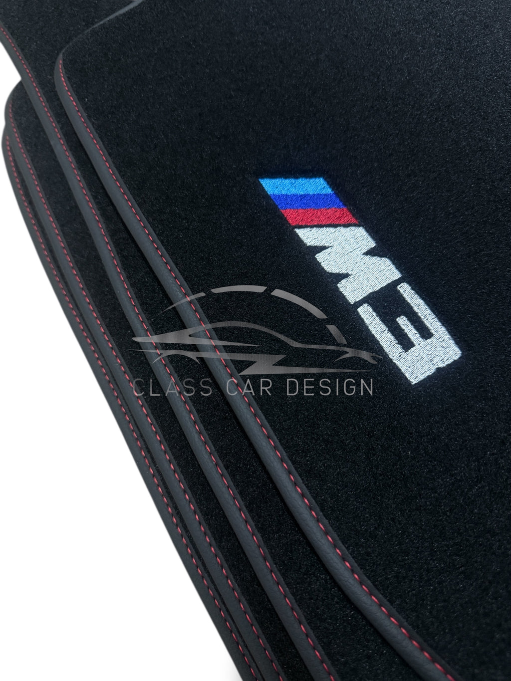 BMW M3 E36 (1992-1999) Custom Fit Floor Mats M Red Stitching - Stitching Color Options | Class Car Design