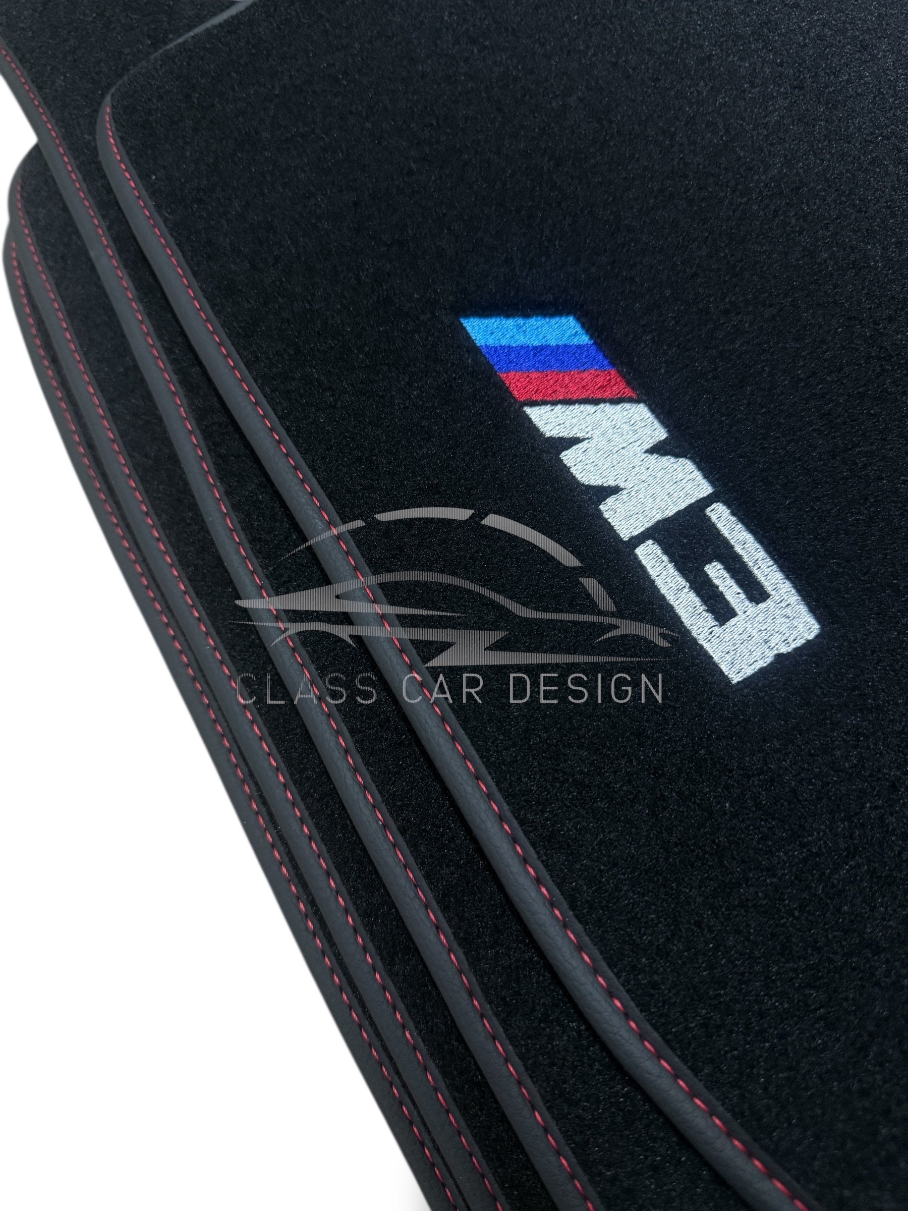 BMW M3 E36 (1992-1999) Custom Fit Floor Mats M Red Stitching - Stitching Color Options | Class Car Design