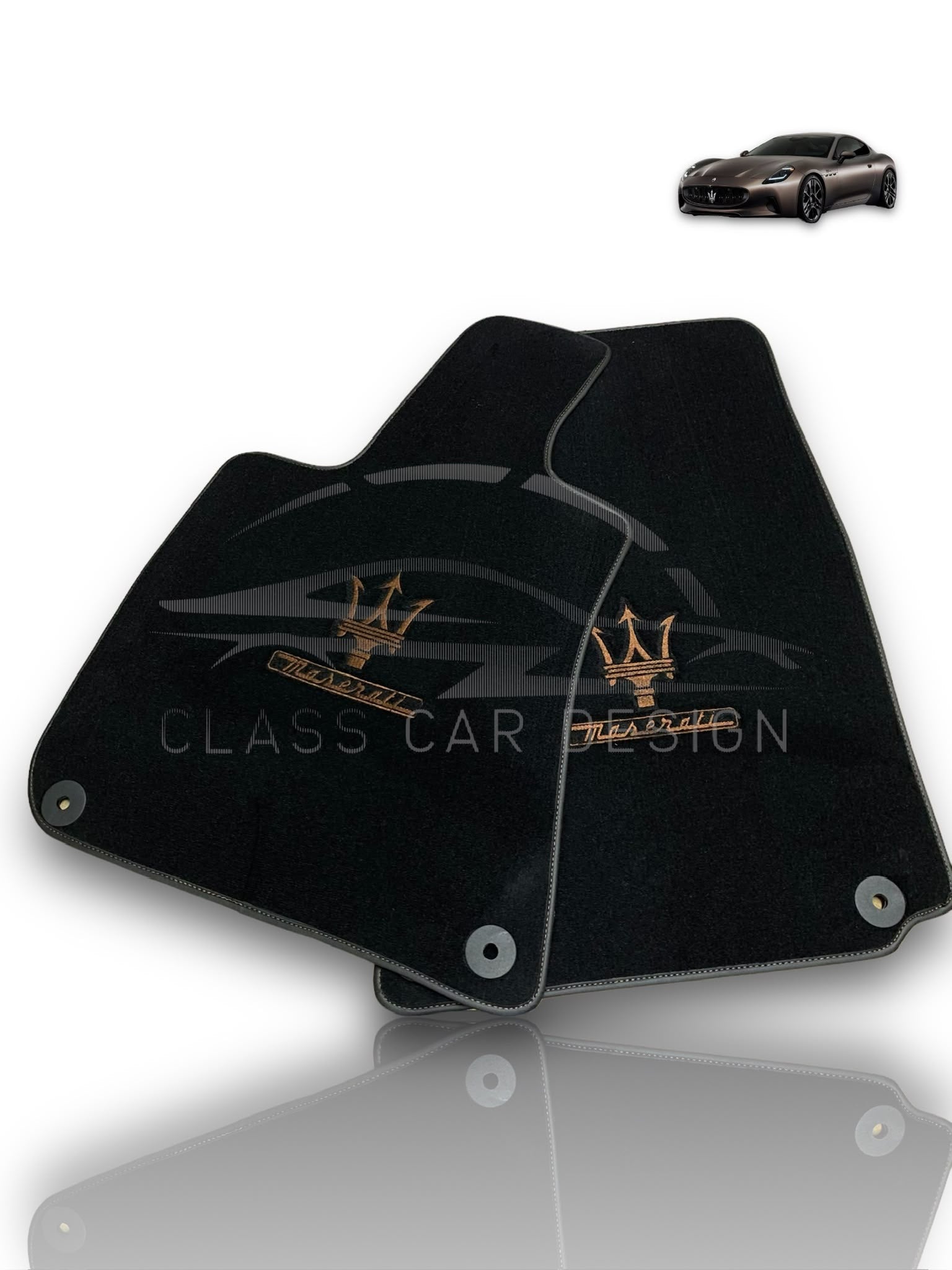 Maserati GranTurismo MC (2009-2010) Custom Fit Floor Mats Trofeo Brown - Stitching Color Options | Class Car Design