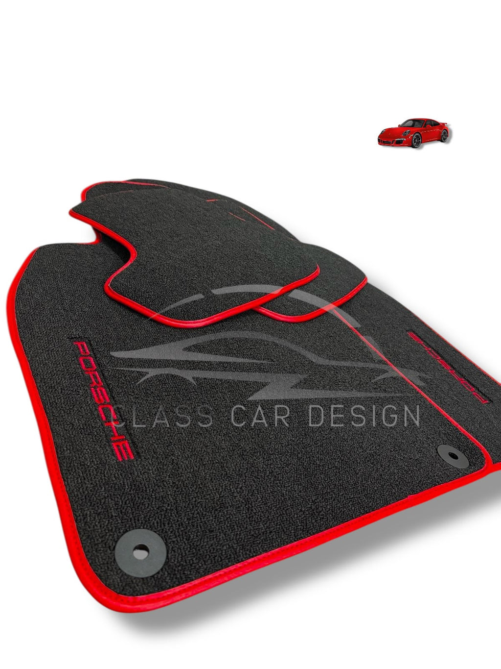 Porsche Macan Custom Fit Floor Mats Red Edging - Stitching Color Options | Class Car Design