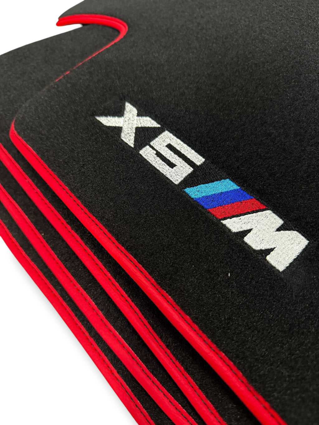 BMW X5 Series E70 (2007-2013) Custom Fit Floor Mats M Red Edging - Stitching Color Options | Class Car Design