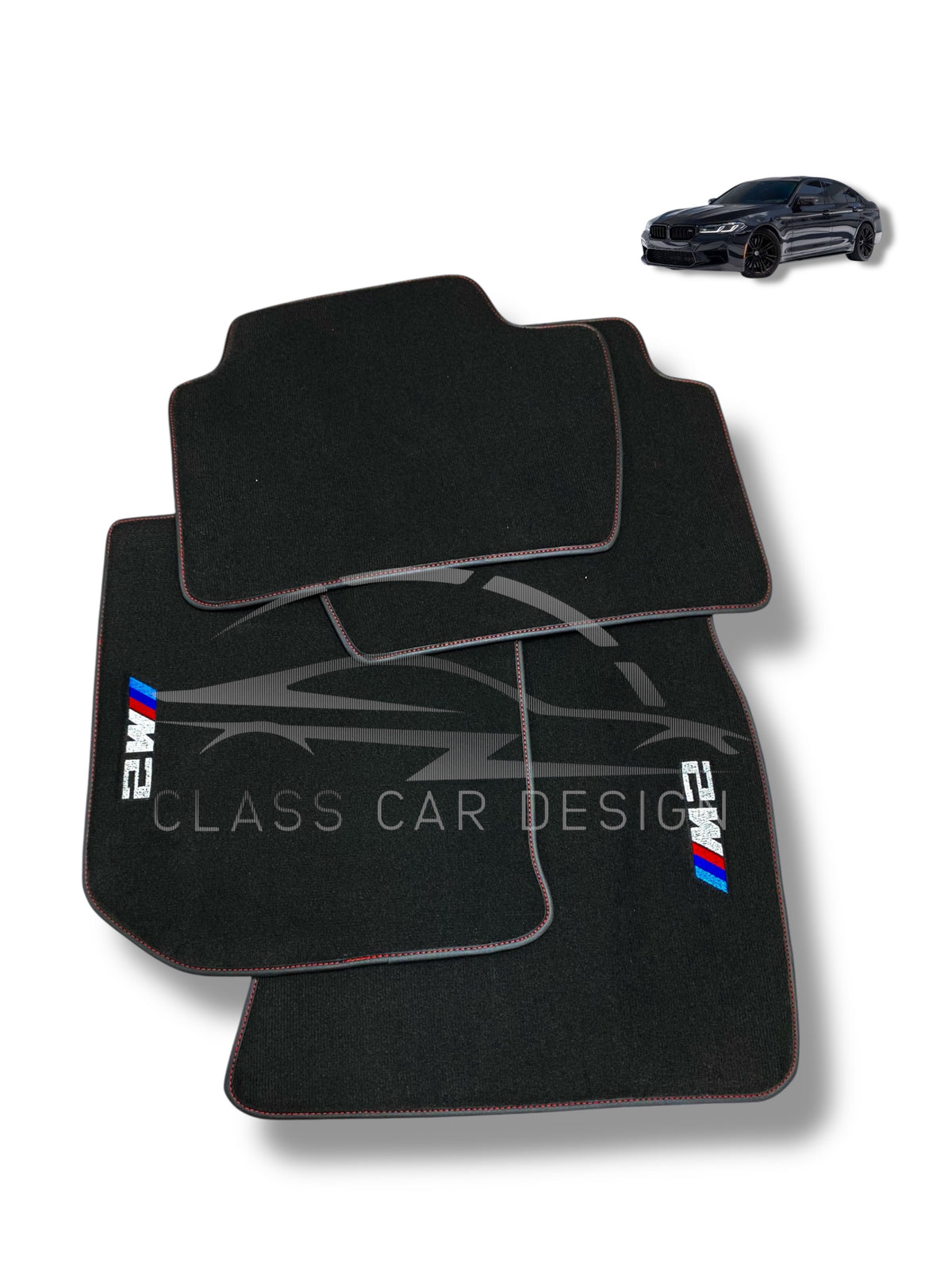 BMW M2 G87 (2023-2025) Custom Fit Floor Mats M Red Stitching - Stitching Color Options | Class Car Design