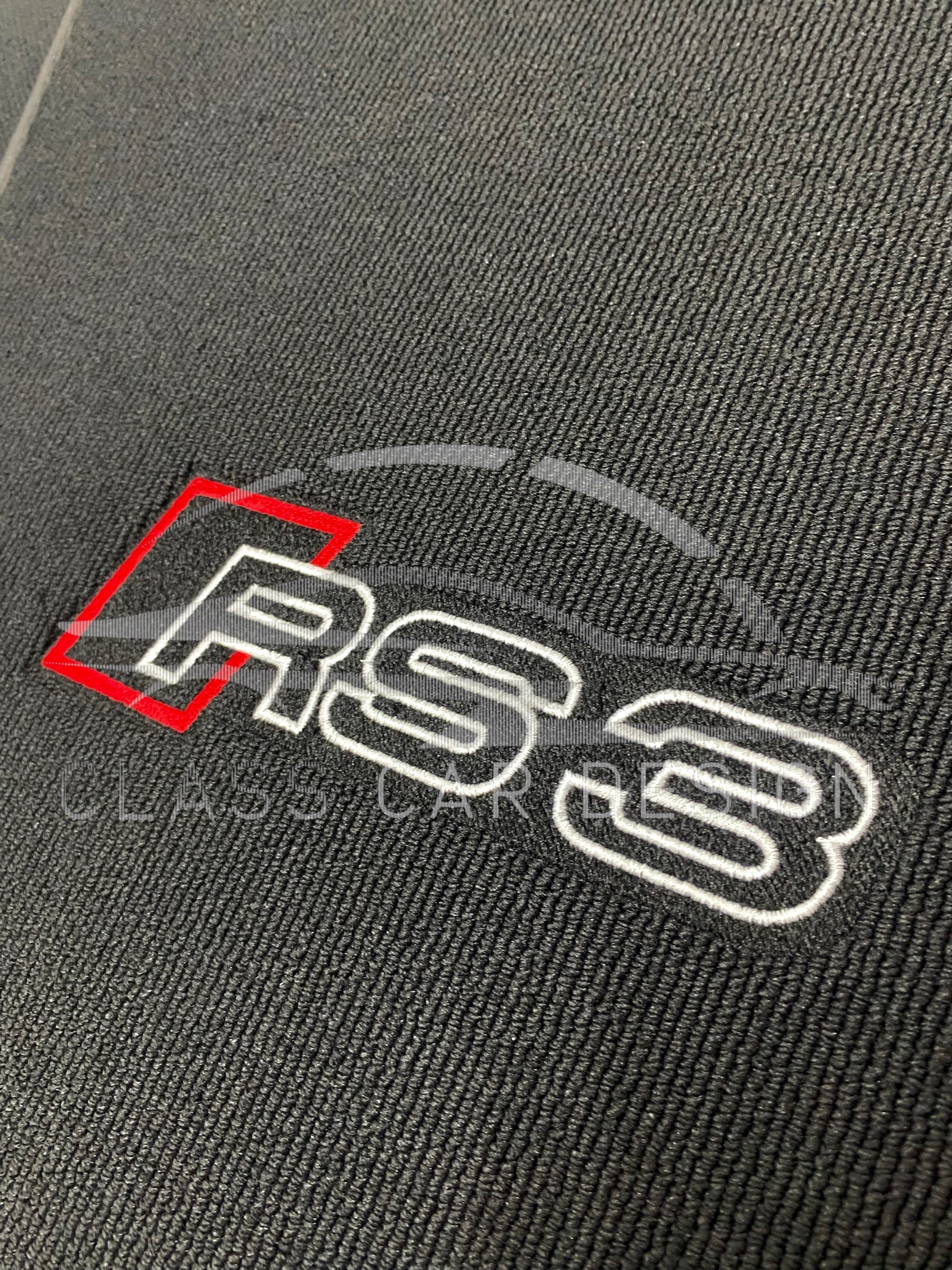Audi RS 3 8Y 4-Door Sedan (2021-2024) Custom Fit Floor Mats Black Edging - Stitching Color Options | Class Car Design