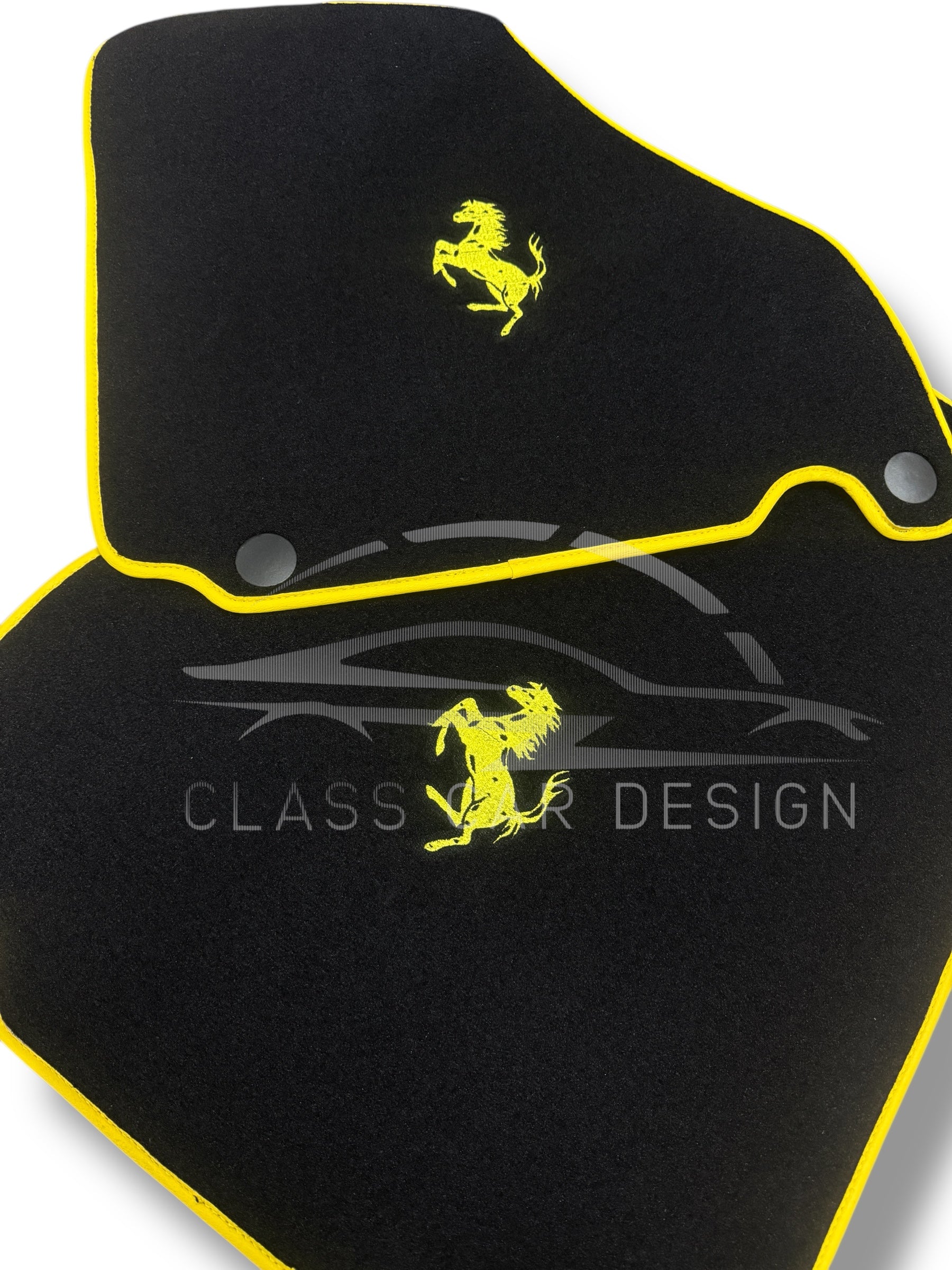 Ferrari 360 (1999-2005) Custom Fit Floor Mats Yellow Edging - Stitching Color Options | Class Car Design