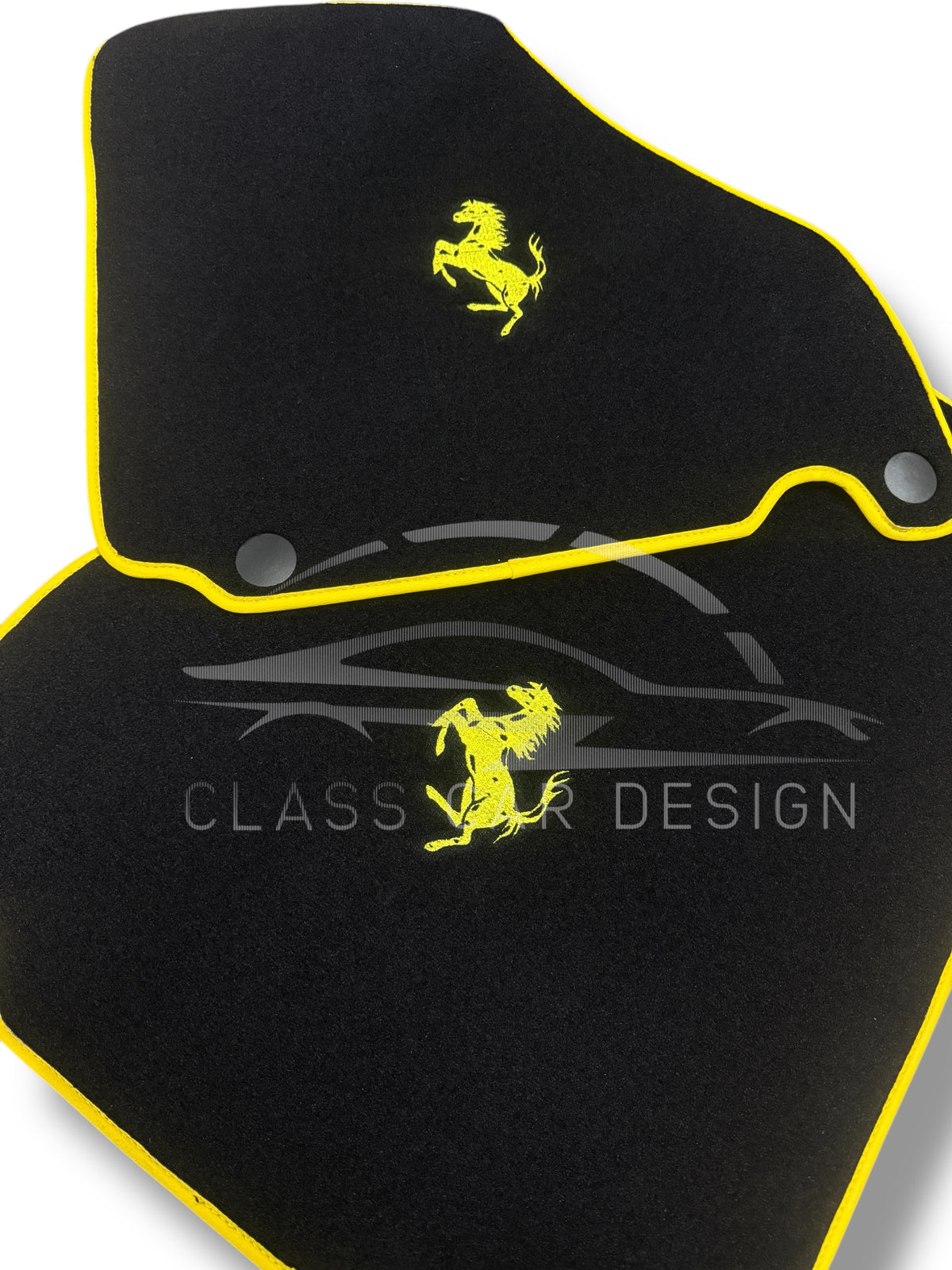 Ferrari Mondial (1980-1993) Custom Fit Floor Mats Yellow Edging - Stitching Color Options | Class Car Design