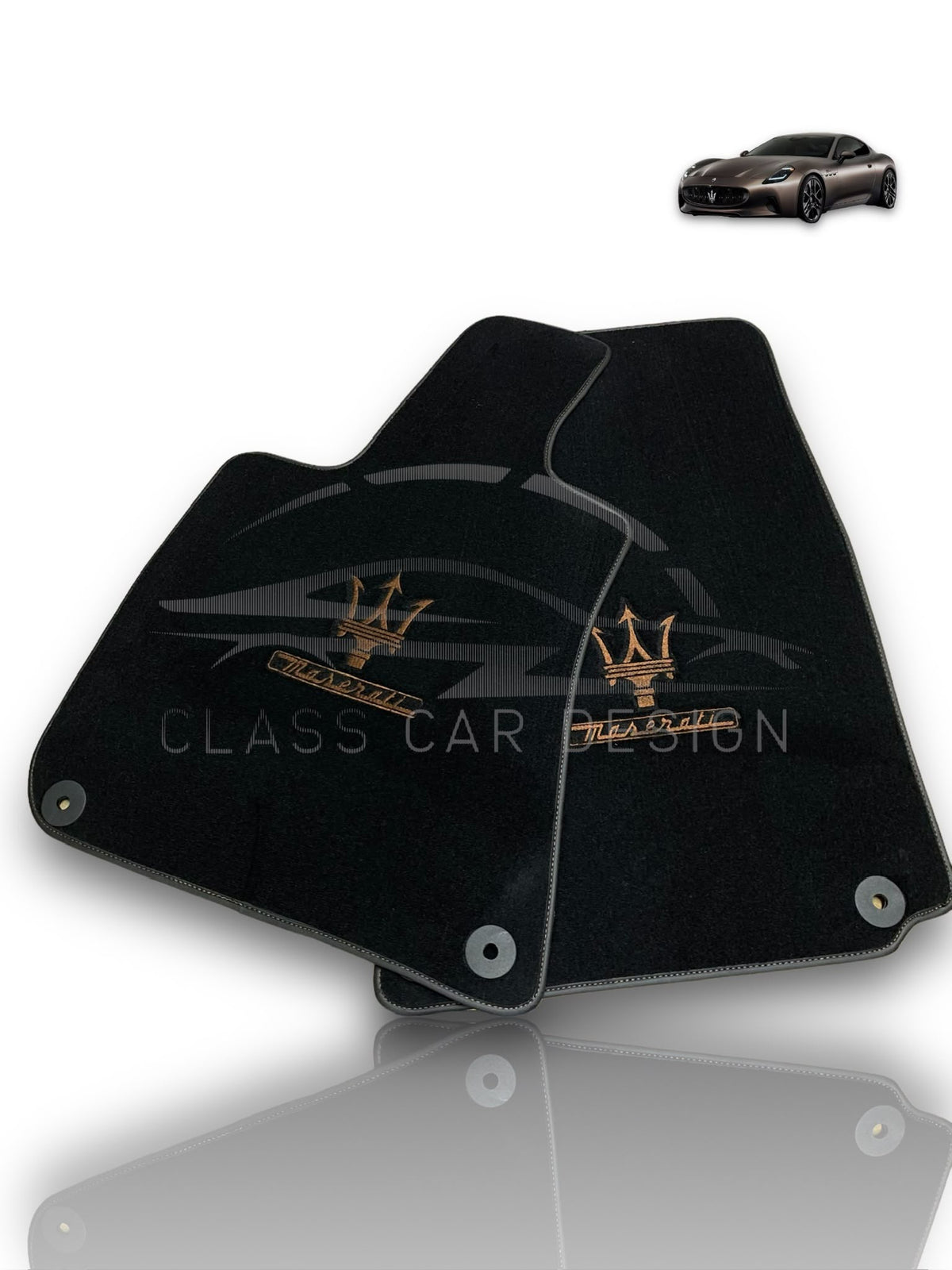Maserati GranTurismo Sport (2012-2019) Custom Fit Floor Mats Trofeo Brown - Stitching Color Options | Class Car Design