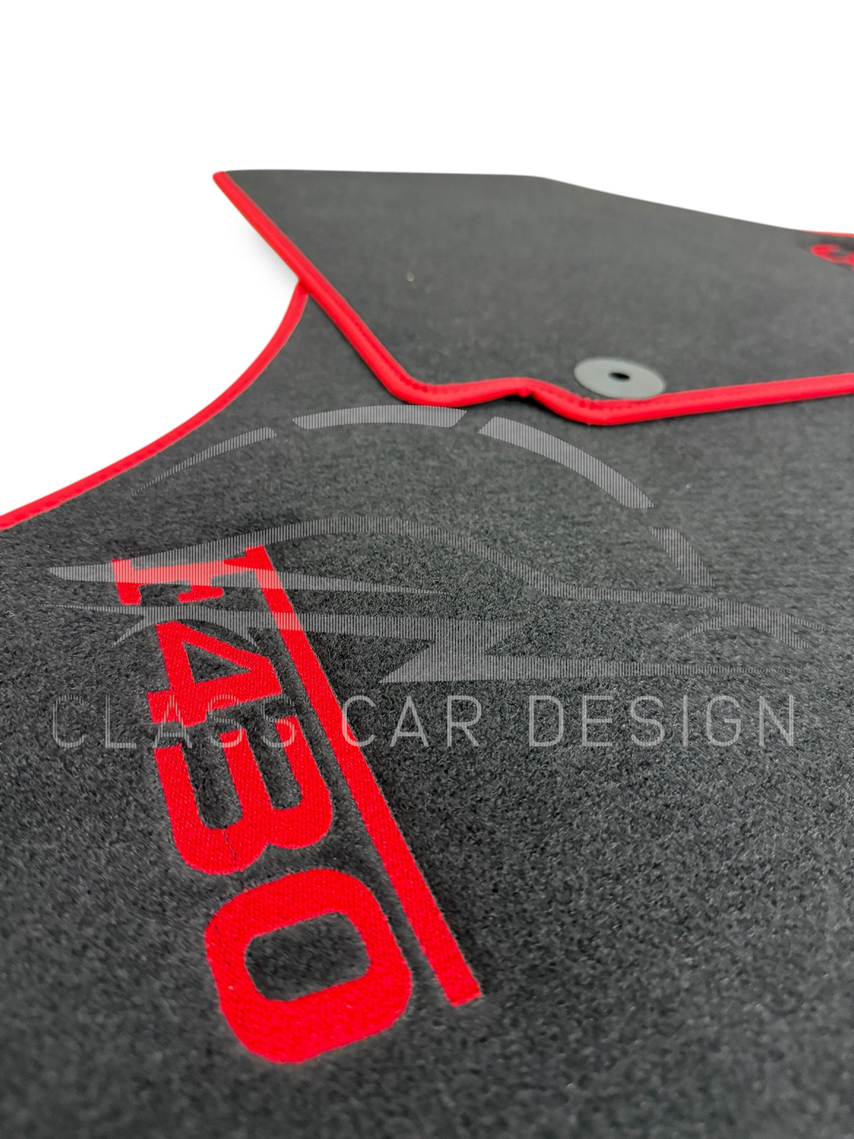 Ferrari F430 (2004-2009) Custom Fit Floor Mats Emblem Red Edging - Stitching Color Options | Class Car Design