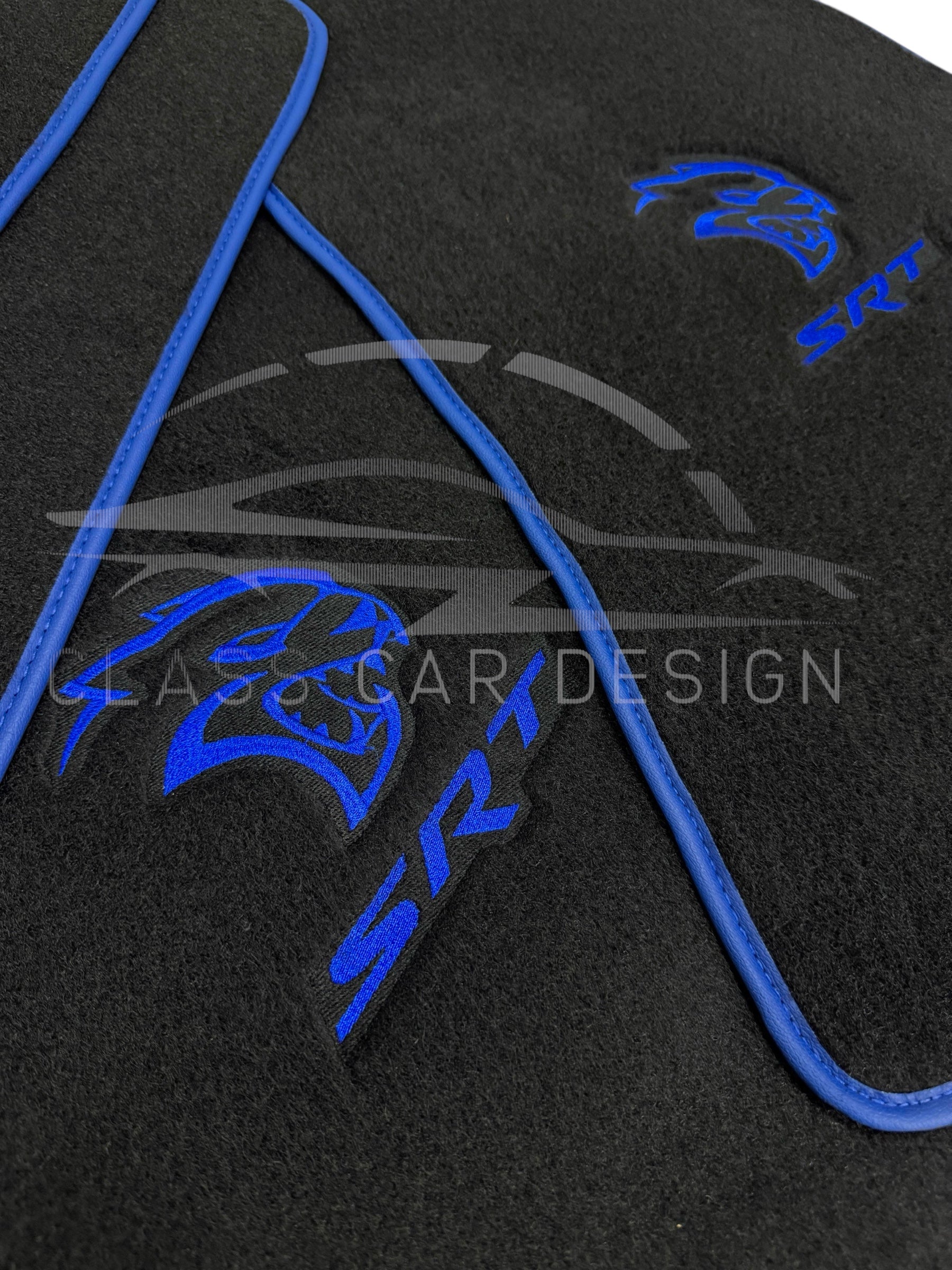 Dodge Charger Custom Fit Floor Mats SRT Hellcat Blue - Stitching Color Options | Class Car Design