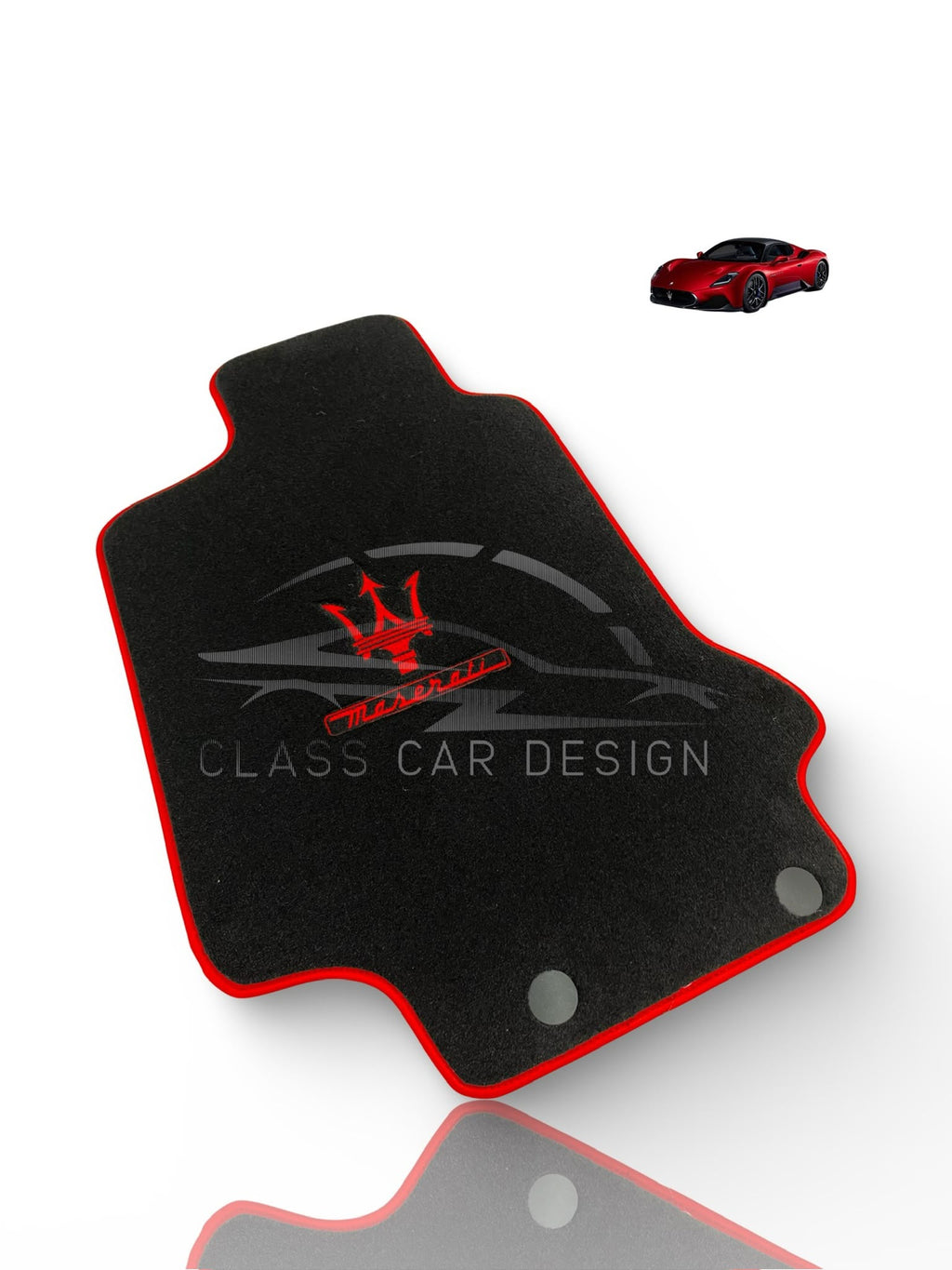Maserati GranTurismo MC (2009-2010) Custom Fit Floor Mats Trofeo Red - Stitching Color Options | Class Car Design