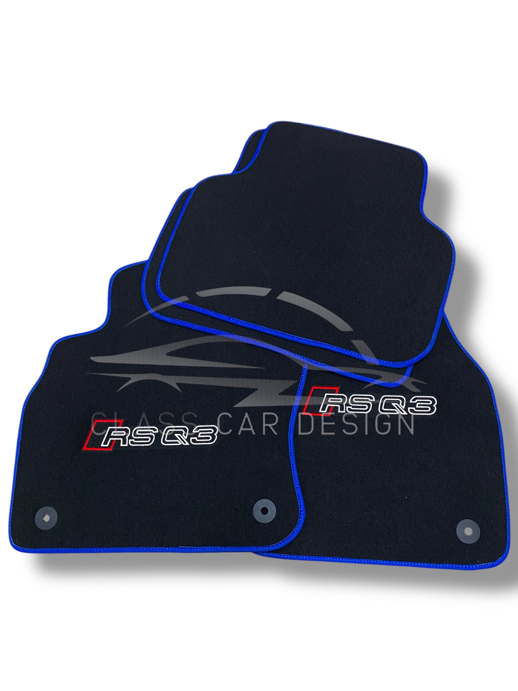 Audi RS Q3 (2013-2024) Custom Fit Floor Mats Blue Edging - Stitching Color Options | Class Car Design